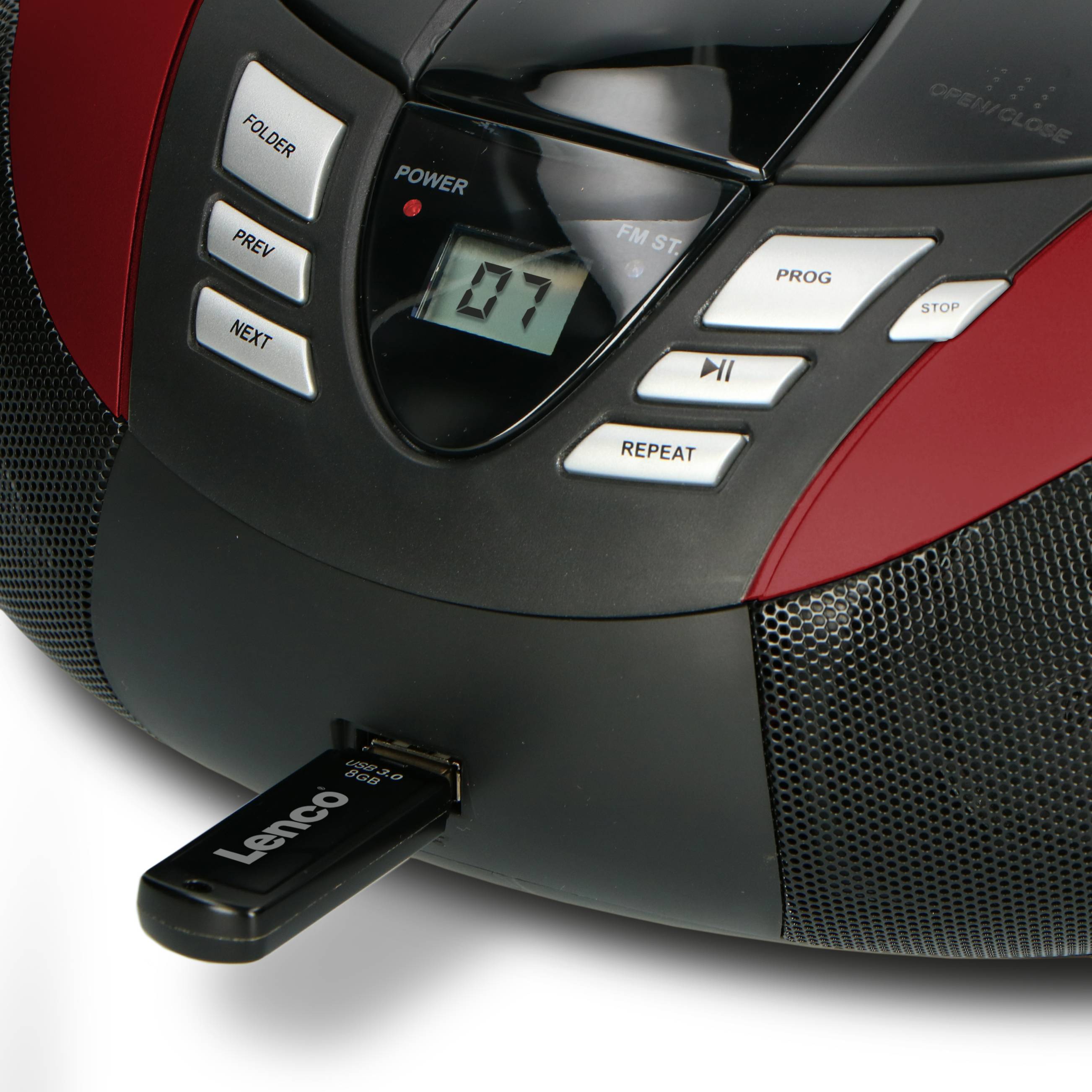 Lenco SCD-37 USB Red - Ihr perfekter Musikbegleiter Robust und stylisch, das Lenco SCD-37 ist mehr als nur ein tragbares FM-Radio. Es kombiniert