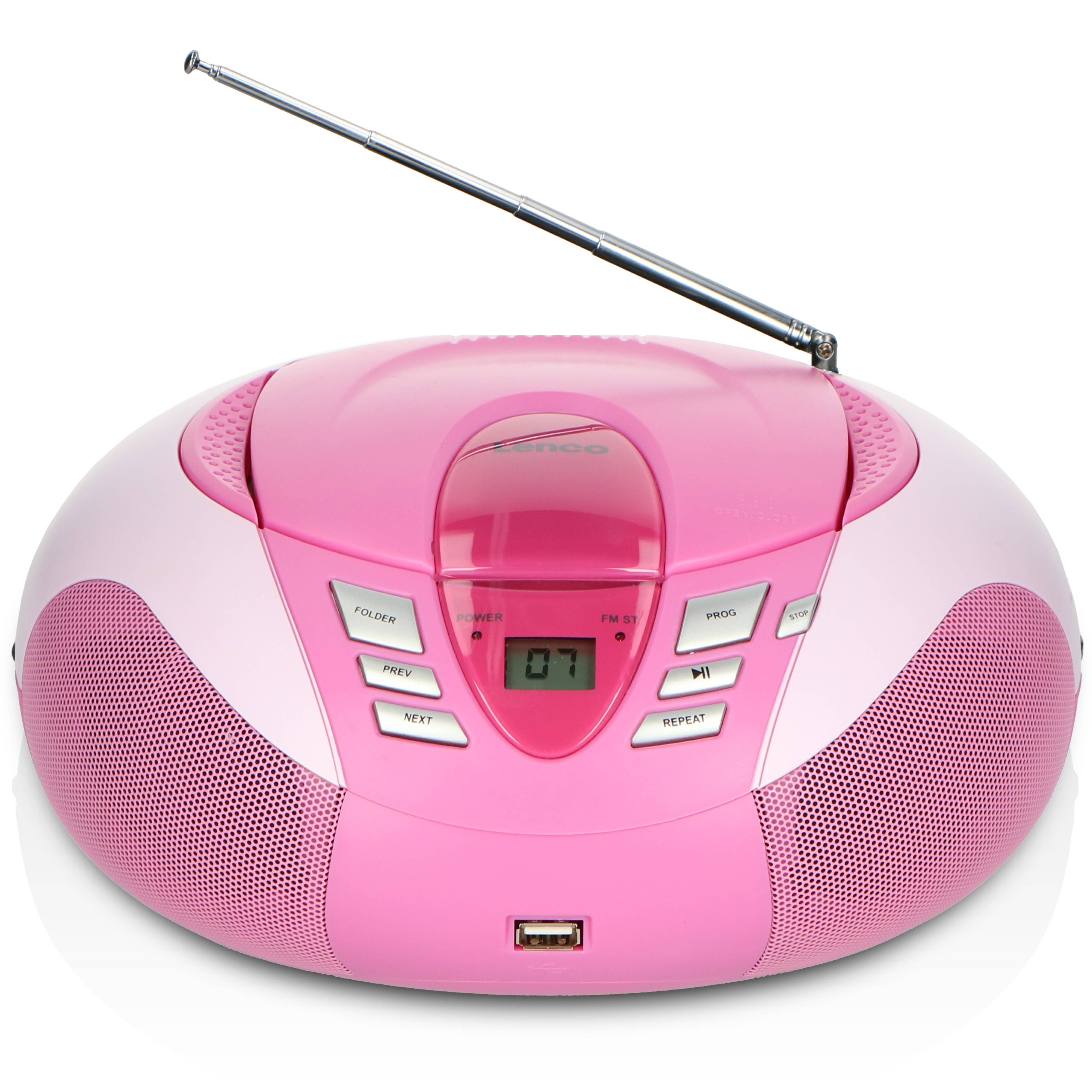 Lenco SCD-37 USB Pink - Ihr perfekter Musikbegleiter Robust und stylisch, das Lenco SCD-37 ist mehr als nur ein tragbares FM-Radio. Es kombiniert