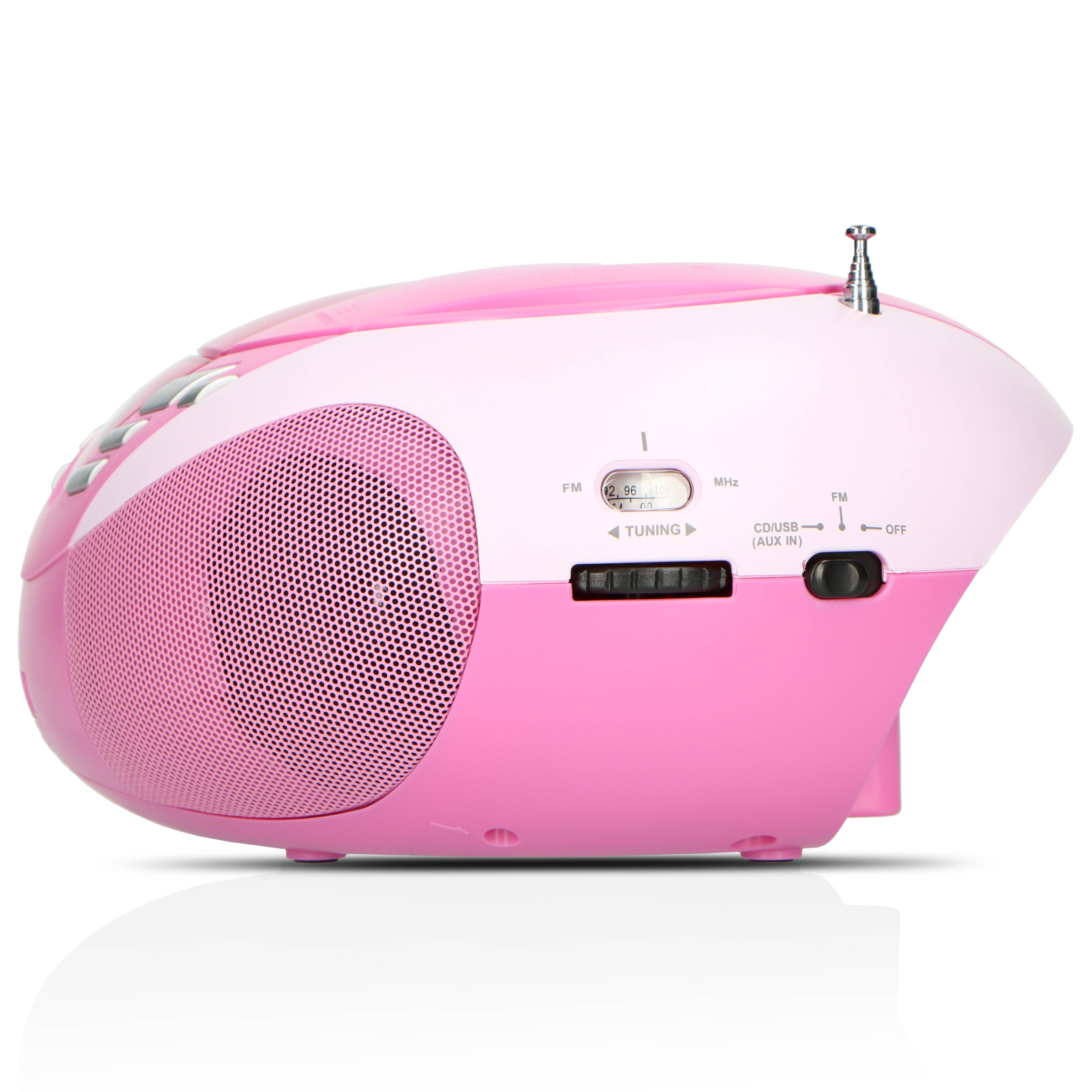 Lenco SCD-37 USB Pink - Ihr perfekter Musikbegleiter Robust und stylisch, das Lenco SCD-37 ist mehr als nur ein tragbares FM-Radio. Es kombiniert