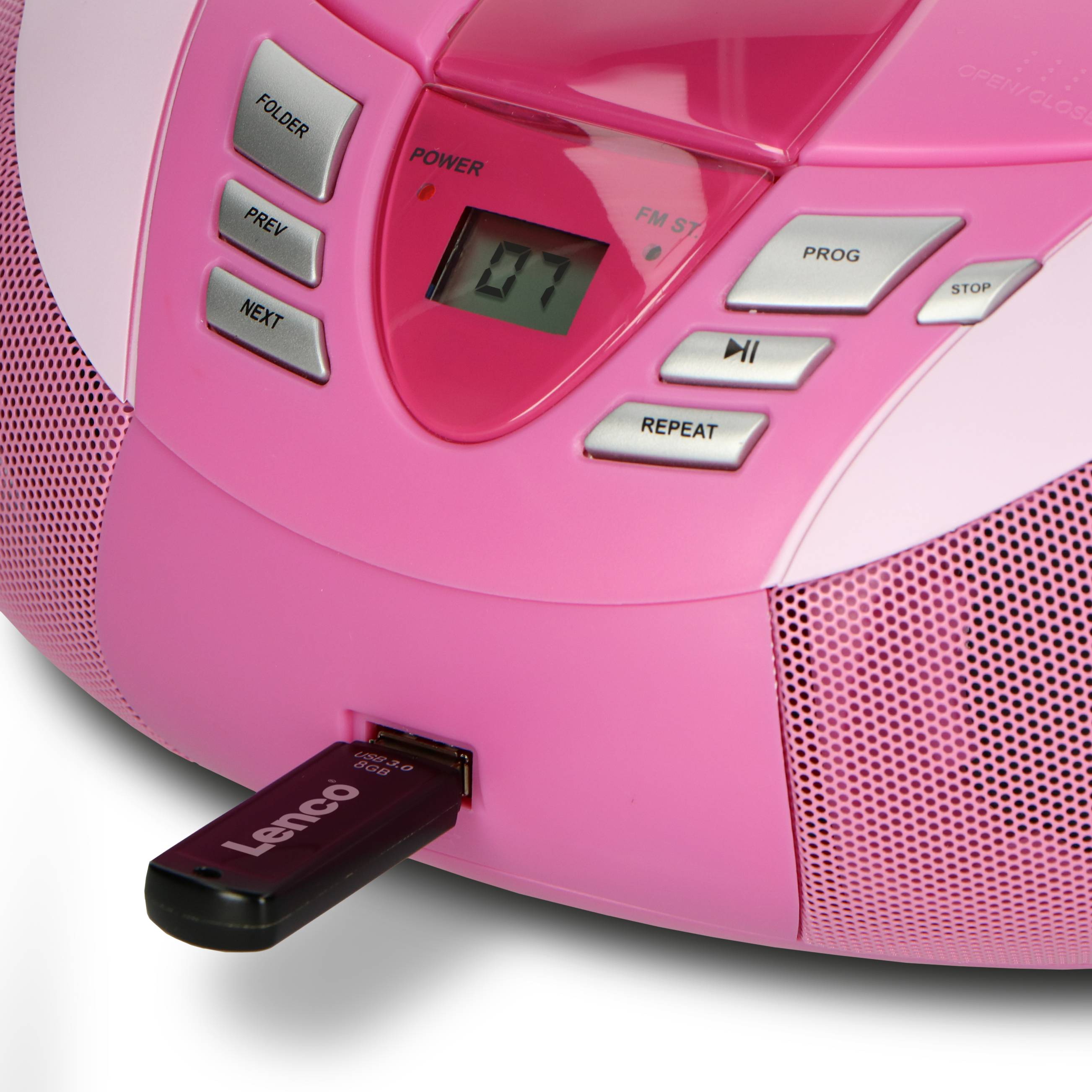 Lenco SCD-37 USB Pink - Ihr perfekter Musikbegleiter Robust und stylisch, das Lenco SCD-37 ist mehr als nur ein tragbares FM-Radio. Es kombiniert