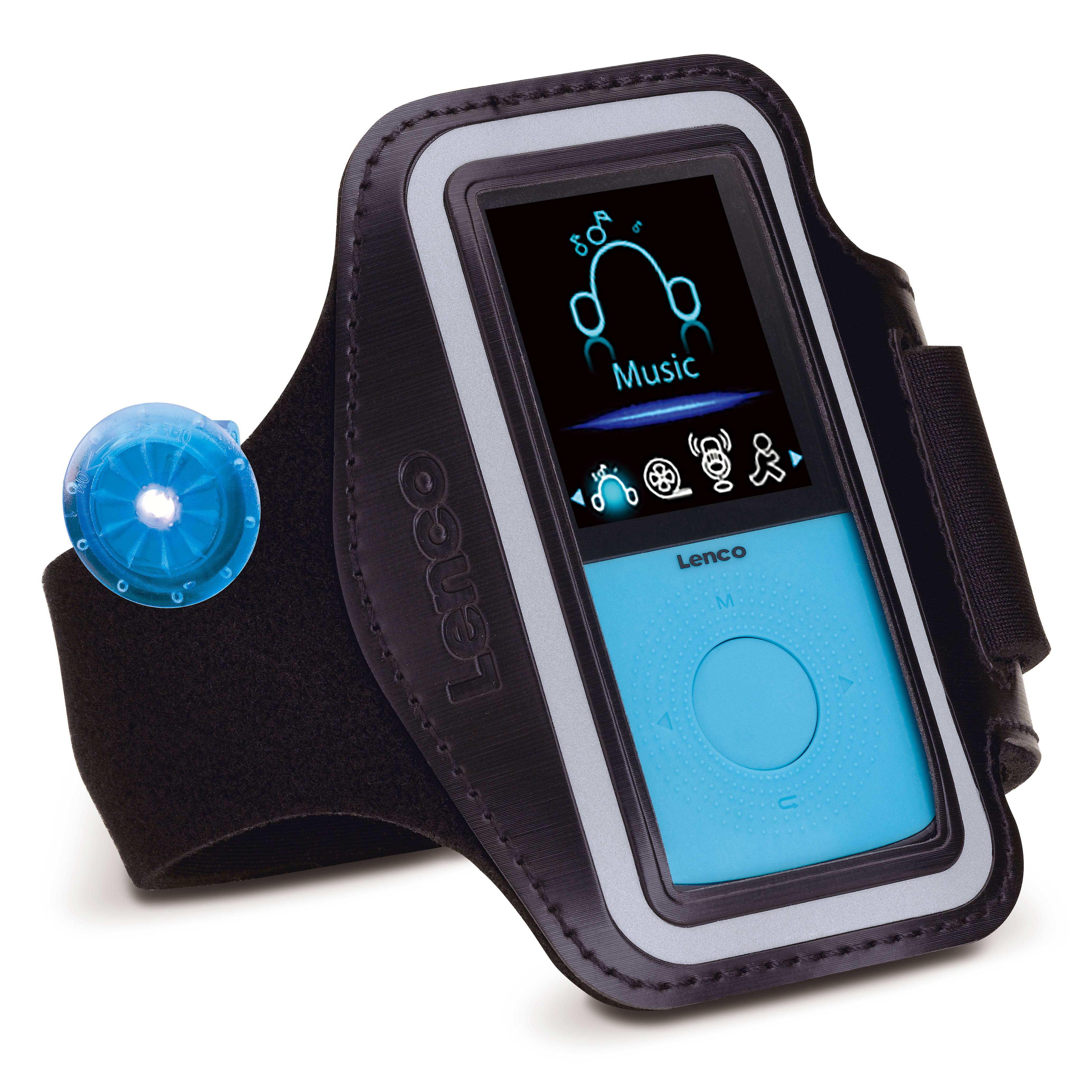 Lenco PODO-153BU in Schwarz/Blau: Ihr SportbegleiterBeim Laufen, auf Reisen oder beim intensiven Workout – der Lenco PODO-153 MP3/4-Player mit integ