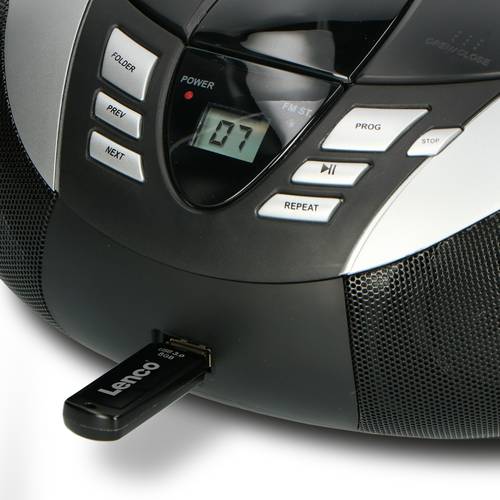 SCD-37 - Silber - USB CD/MP3-Player AUX-Eingang - Tragbares Silver FM-Radio USB-Eingang mit - Lenco
