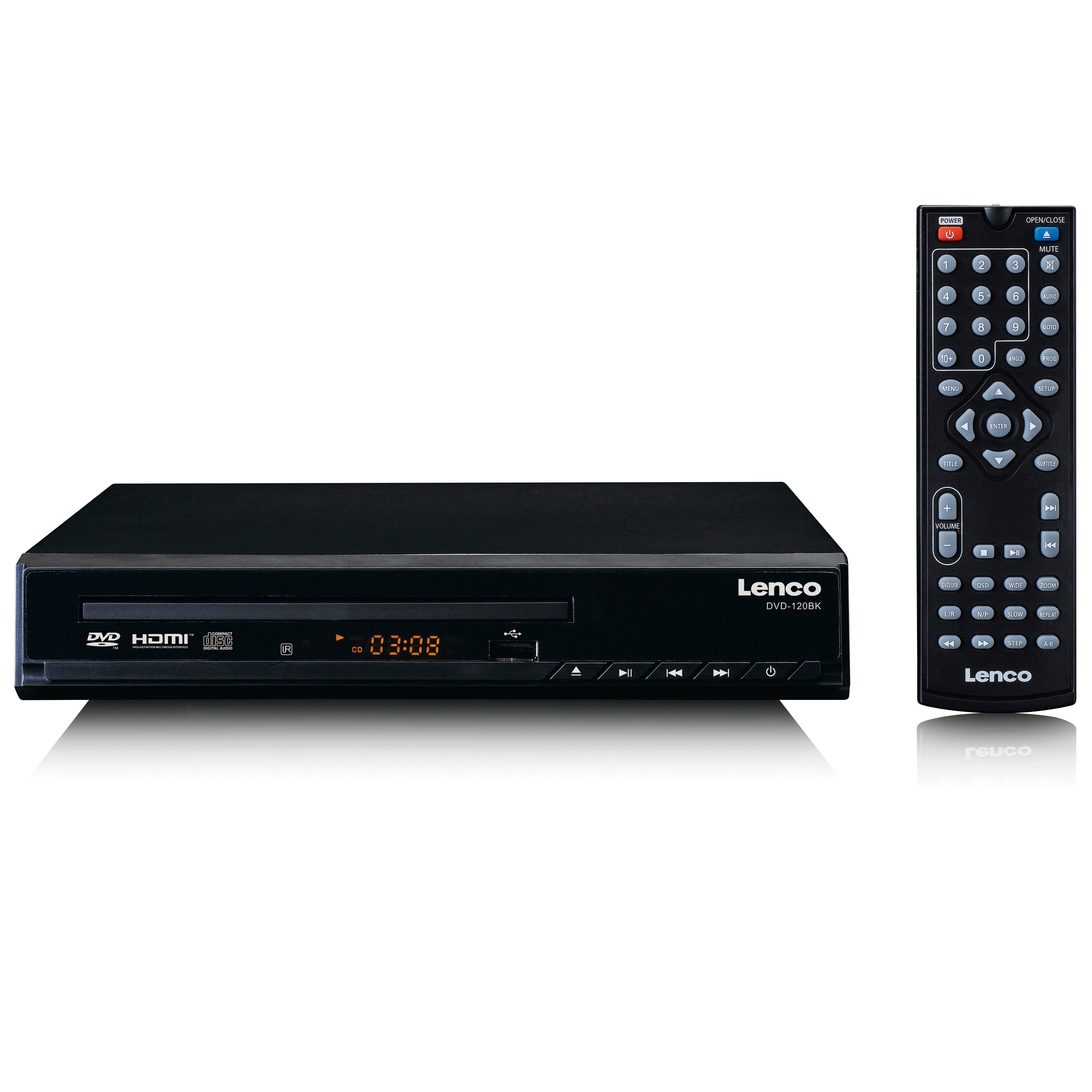 Lenco DVD-120BK - DVD Player mit HDMI und Scart - Display - Fernbedienung