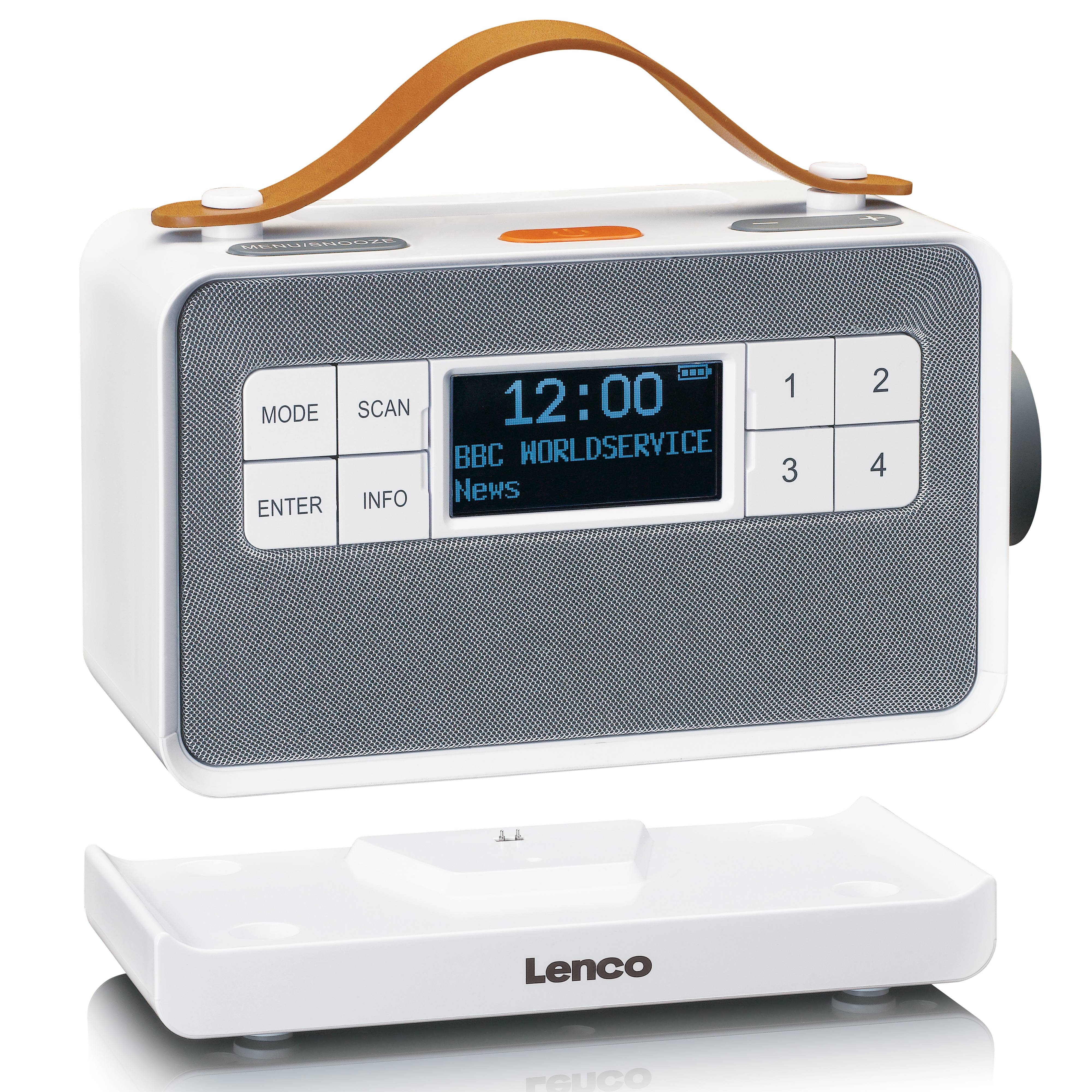 Lenco PDR-065WH - Transportables UKW-/DAB+-Radio für Senioren mit großen Tasten und „Easy Modus“-Funktion, Weiß