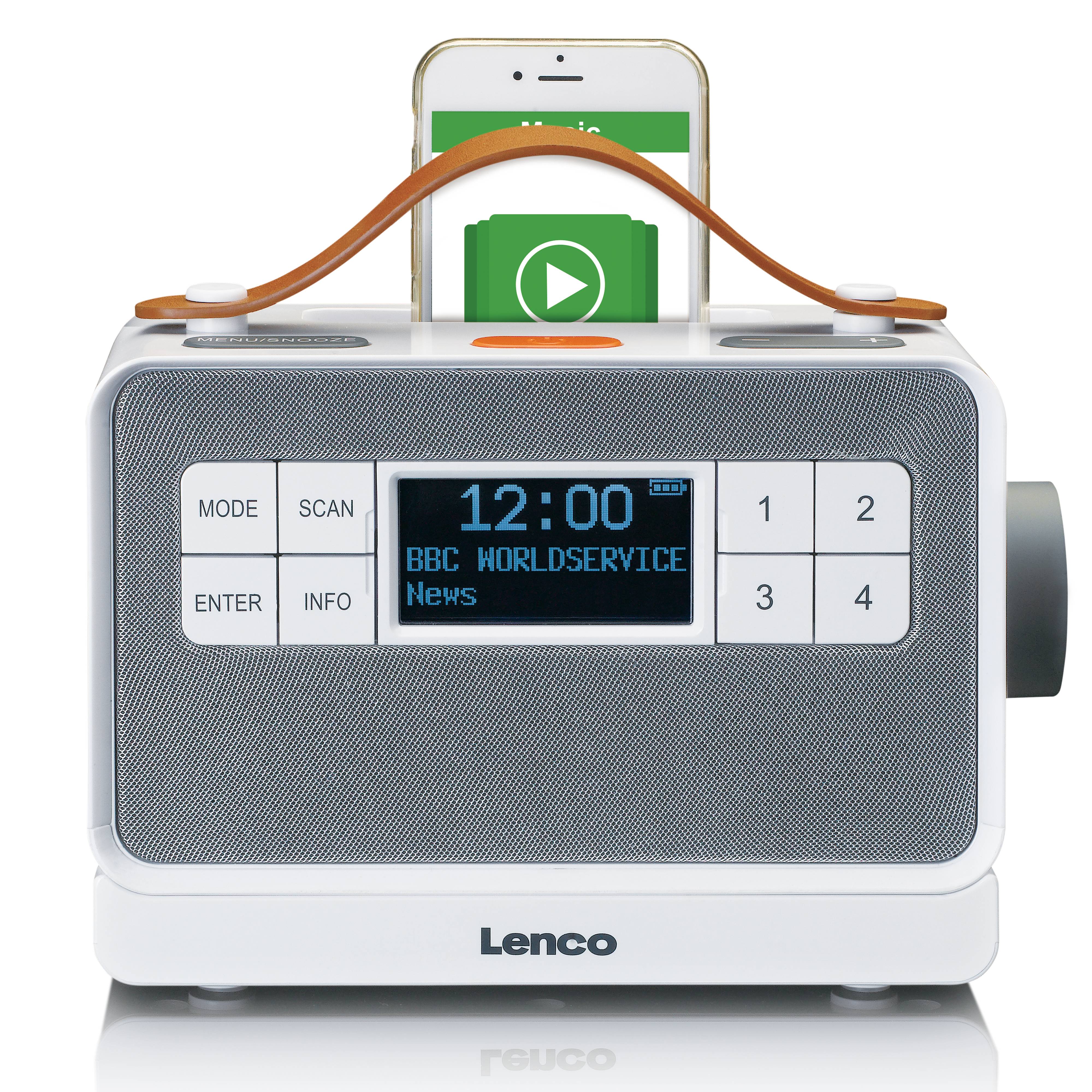 Lenco PDR-065WH - Transportables UKW-/DAB+-Radio für Senioren mit großen Tasten und „Easy Modus“-Funktion, Weiß