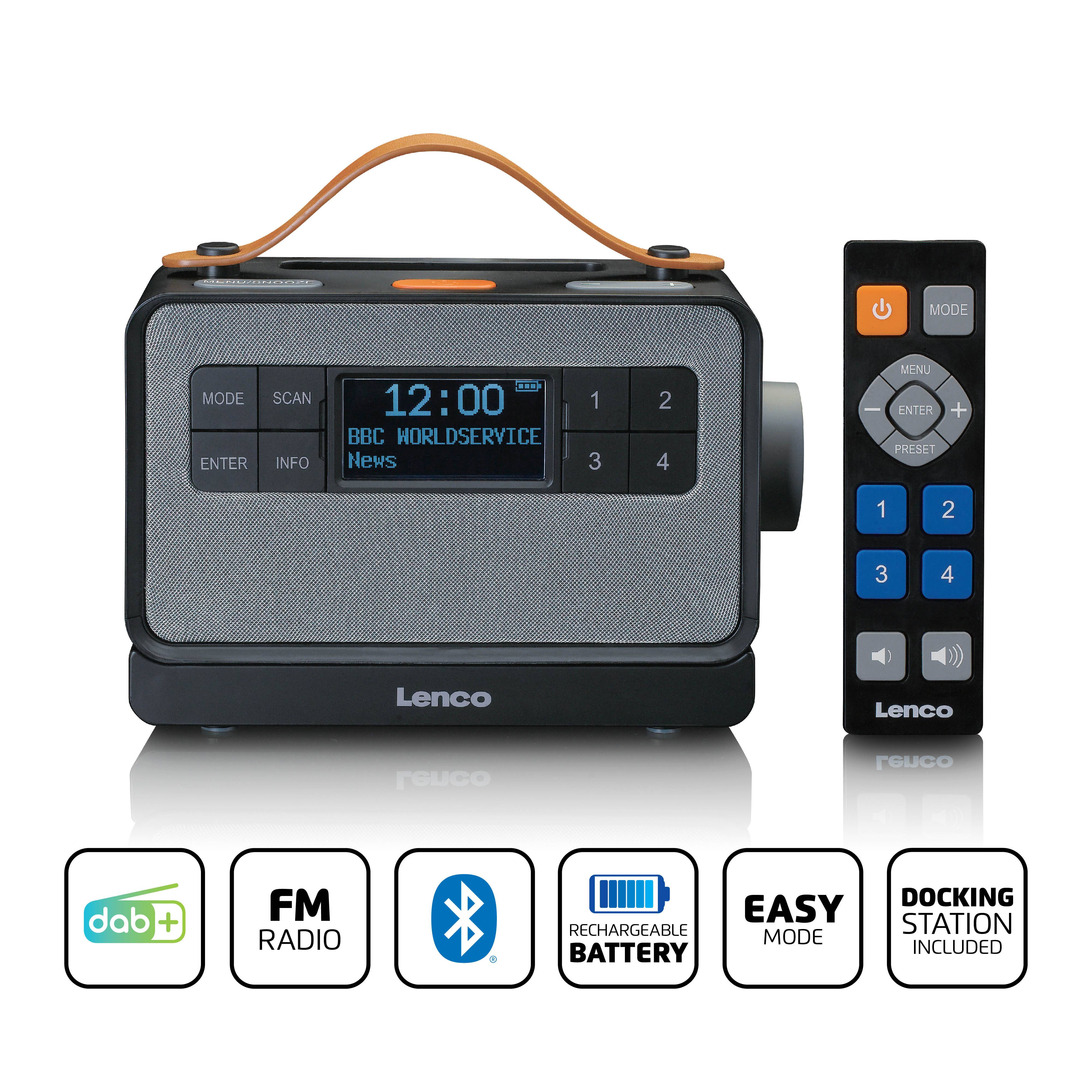 Lenco PDR-065BK - Transportables UKW-/DAB+-Radio mit großen Tasten und „Easy Modus“-Funktion, Schwarz