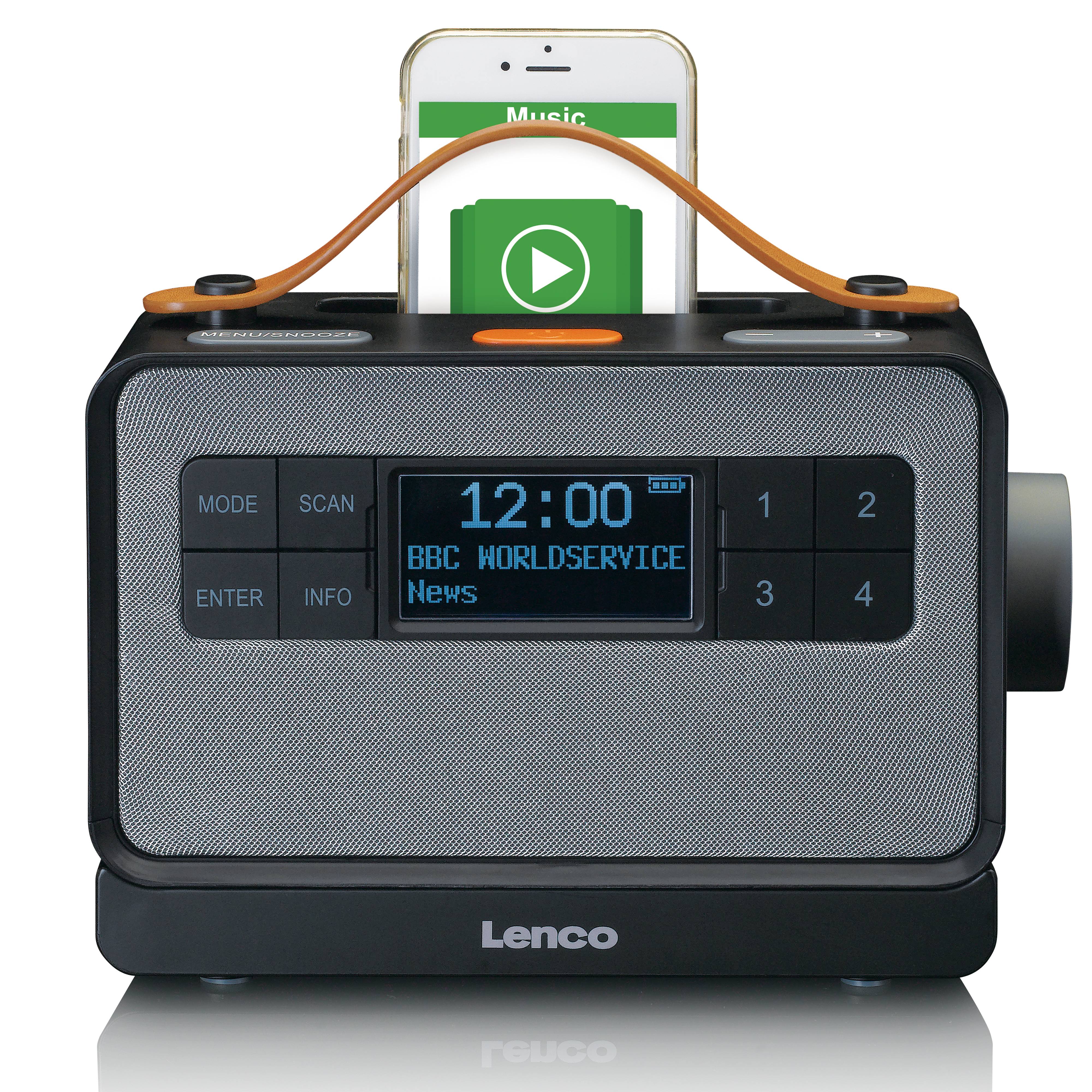 Lenco PDR-065BK - Transportables UKW-/DAB+-Radio mit großen Tasten und „Easy Modus“-Funktion, Schwarz