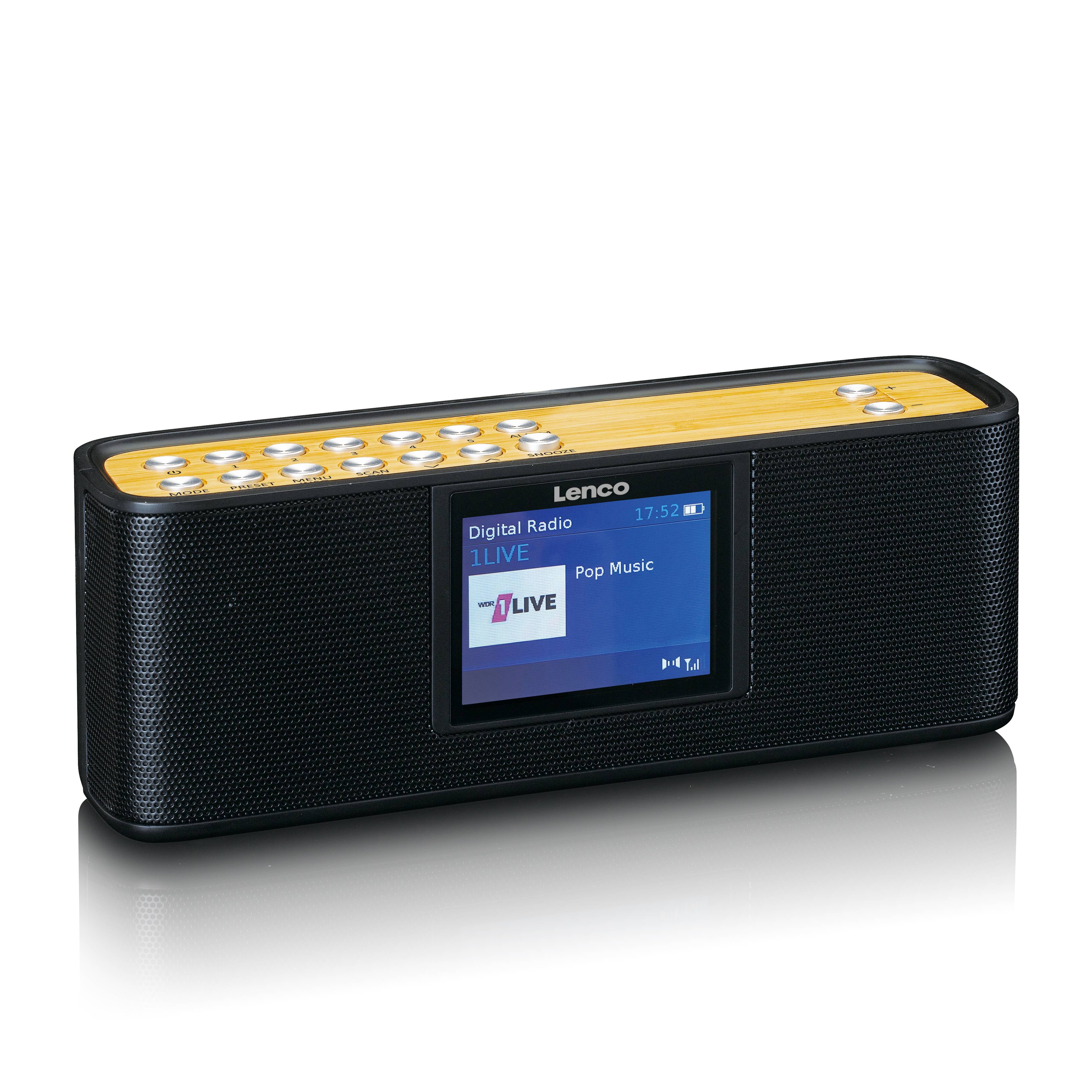 Überall Musikgenuss mit dem Lenco PDR-045BK – Ihr tragbares DAB+ Radio und Bluetooth-Lautsprecher!Entdecken Sie die perfekte Kombination aus Stil