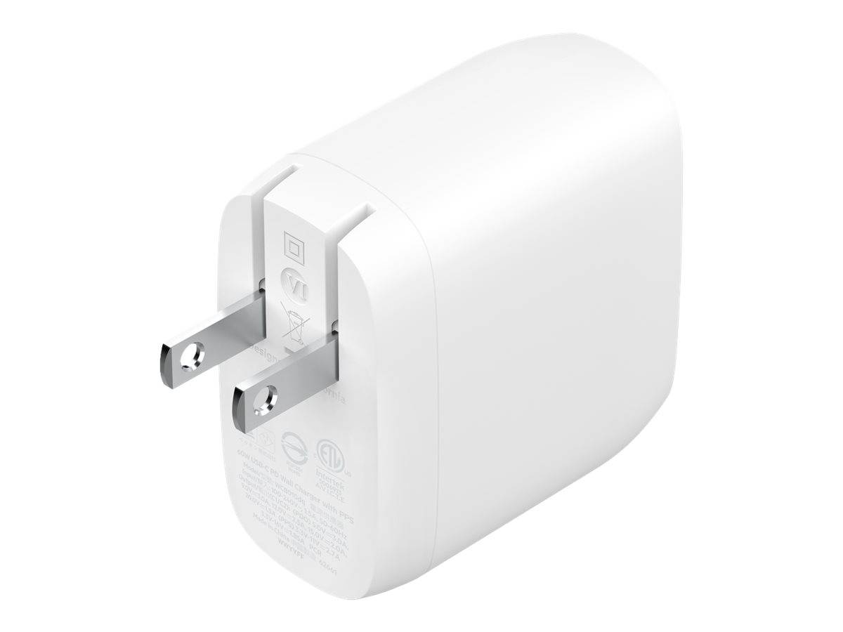 Belkin BoostCharge Pro - Netzteil - 60 Watt - 2.7 A - Fast Charge, Power Delivery 3.1 - 2 Ausgabeanschlussstellen (2 x U