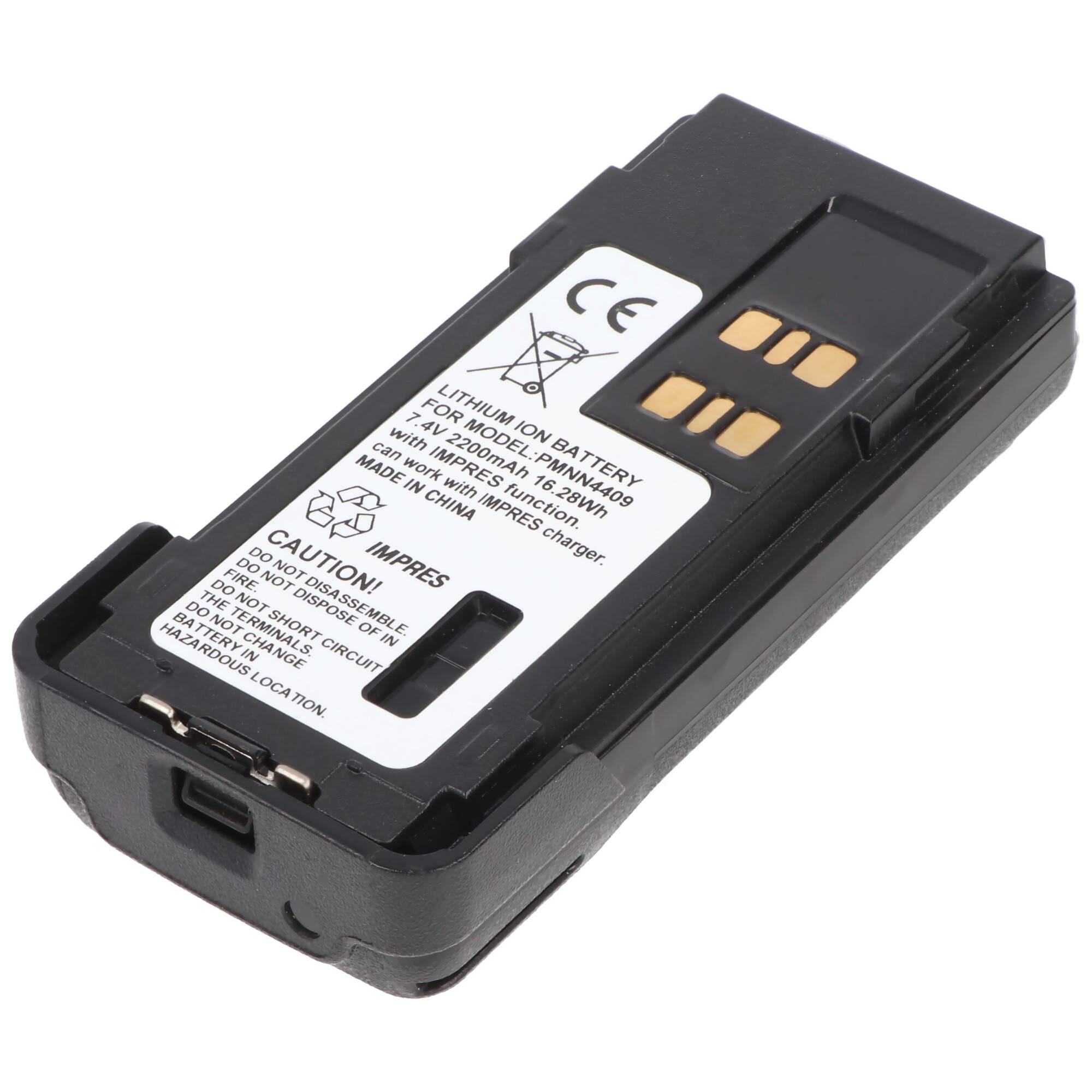 Akku passend für Motorola DP4400, DP4800, PMNN4101A, Li-ion, 7,4V, 1650mAh, 12,2Wh, schwarz, mit IMPRES function