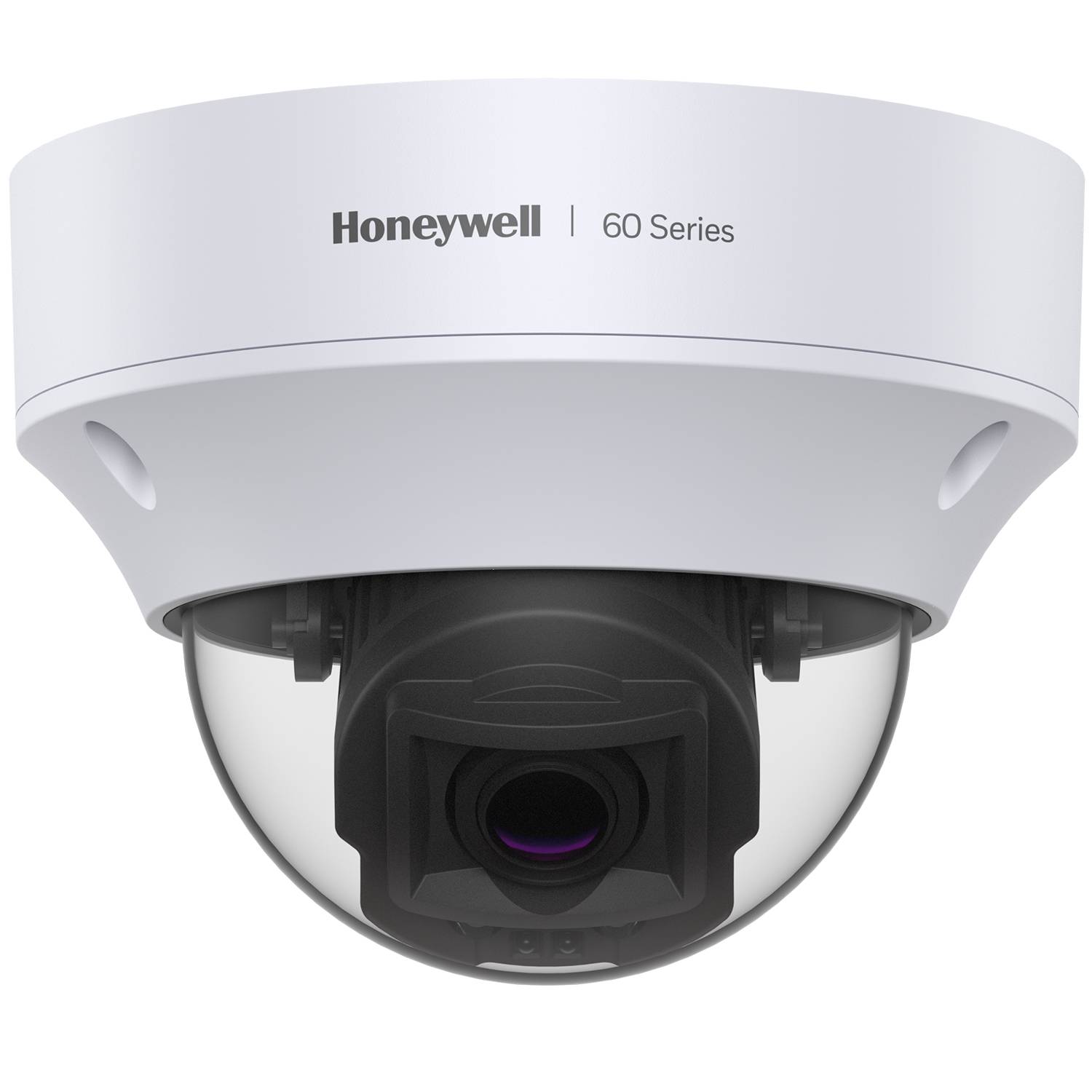 Eine Dome-Sicherheitskamera des Modells 'Honeywell 60 Series' mit kompaktem Design, geeignet für Überwachung im Innen- und Außenbereich.