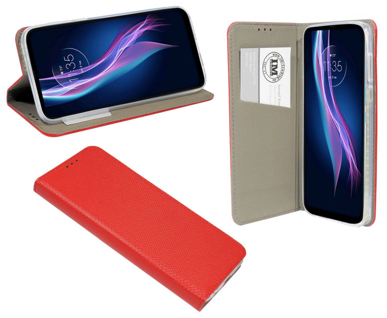 Intelligente magnetische Smar Magnet Hülle kompatibel mit Motorola Moto G13 / G23 Rot