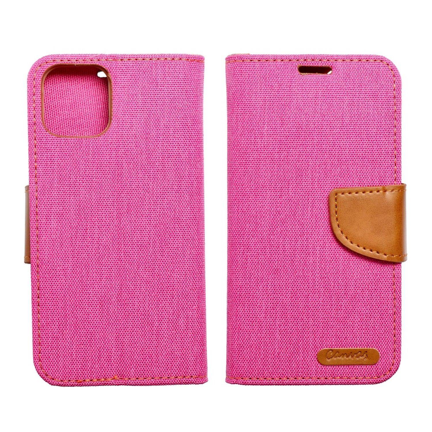 Elegante Buch-Tasche Hülle Fancy "Canvas"Book-Style Kartenfächer Wallet Schale kompatibel mit Xiaomi Redmi 11A Rosa