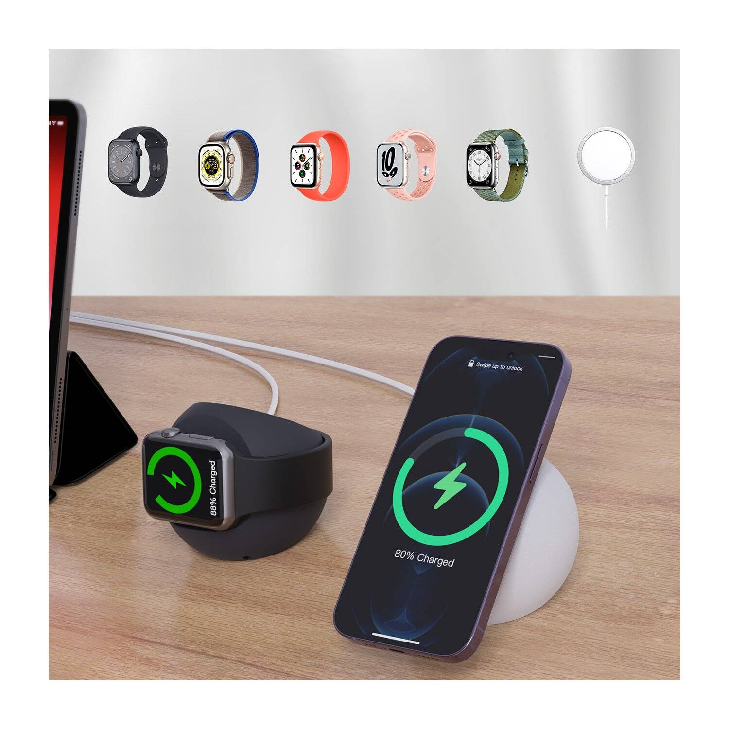 MagSafe Induktiver Ladeständer für iPhone und Apple Watch Ladeständer Choetech Handyhalter Ständer Rosa