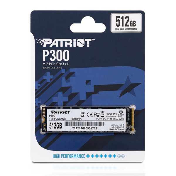 Patriot P300 SSD Festplatte 512GB M.2 2280 PCIe 3.0 x4 Lesen 1700MB/s, Schreiben 1200MB/s