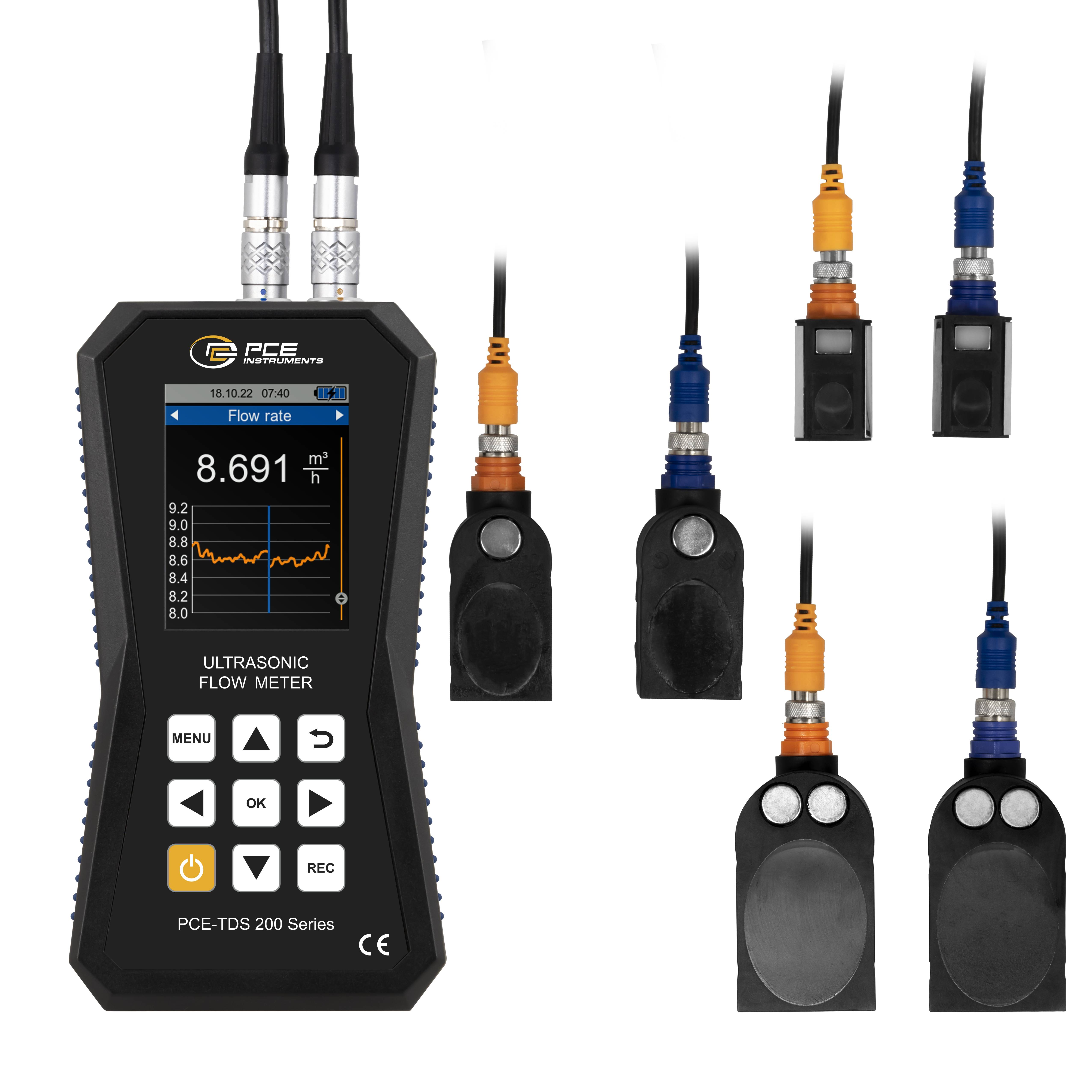 PCE Instruments Ultraschall-Durchflussmessgerät PCE-TDS 200 SML mit Sensoren für Rohrgrösse 20-108/50-700/315-6000 mm