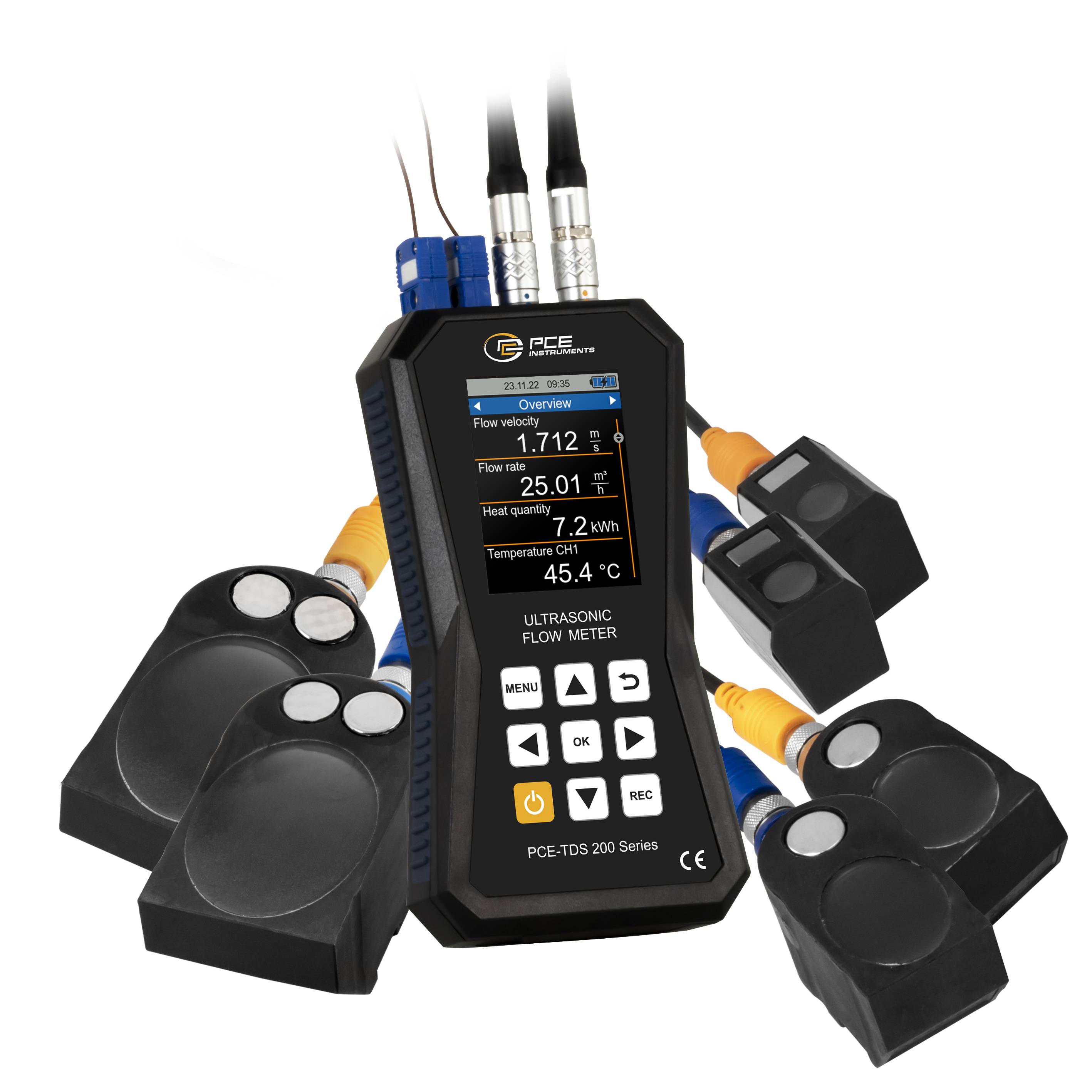 PCE Instruments Ultraschall-Durchflussmessgerät PCE-TDS 200+ SML inkl. Wärmemengenmessung & Durchfluss-Sensoren