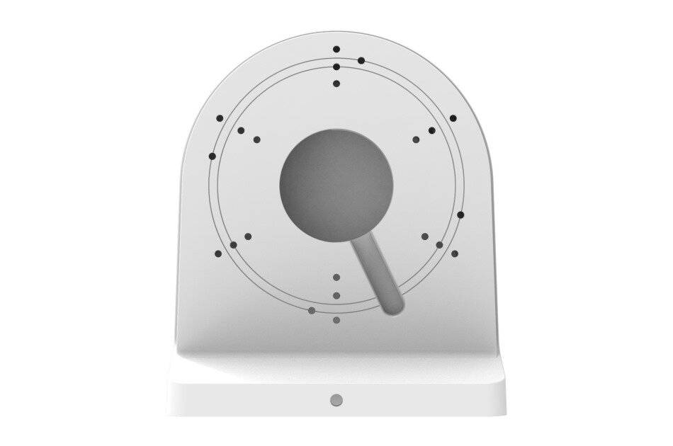 Graues Radarscanner-Symbol mit kreisförmigen Zielringen und Punkten, das eine Lupe in der Mitte auf einem Ständer zeigt.