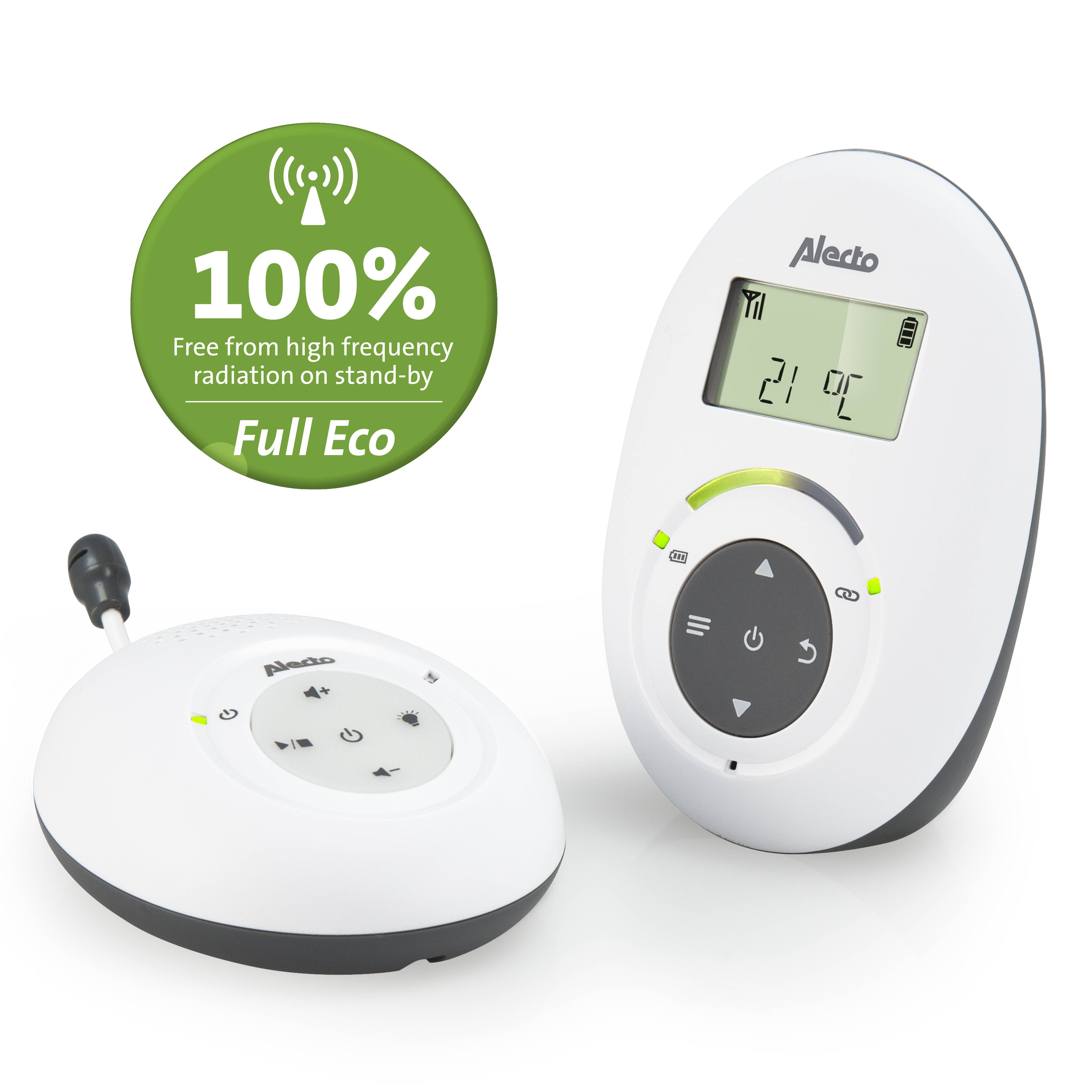 Ihr Kind sicher und klangvoll im Schlaf überwachenMit dem Alecto Baby DBX-125 DECT-Babyphone bleiben Sie immer mit Ihrem Kind in Verbindung. Die