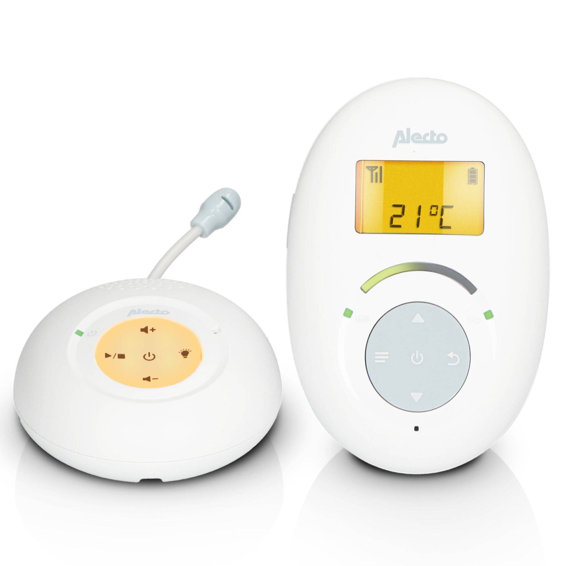 Alecto DECT Babyphone mit Full ECO-Modus und Display, weiß/bla