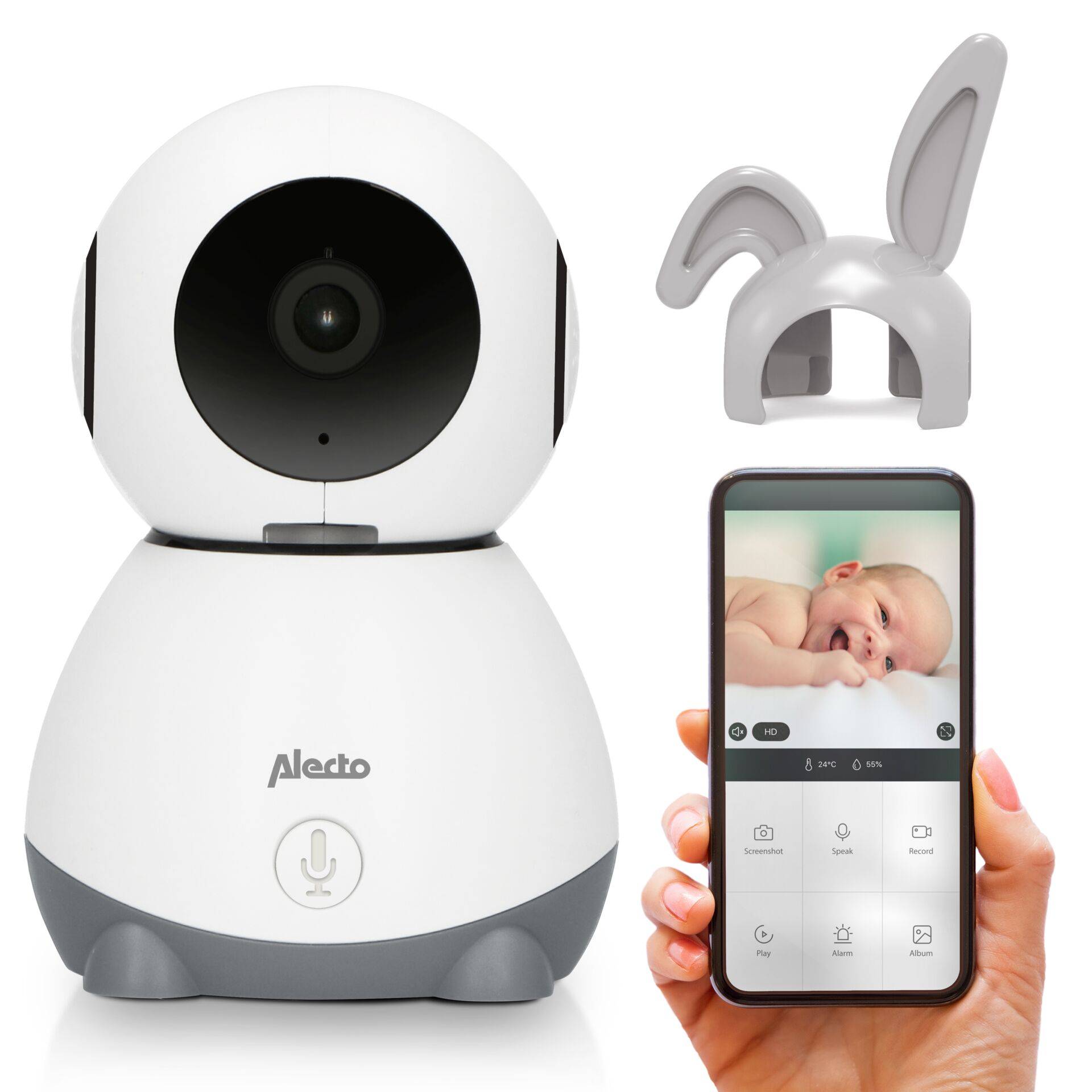 Alecto WLAN-Babyphone mit Kamera weiß/grau