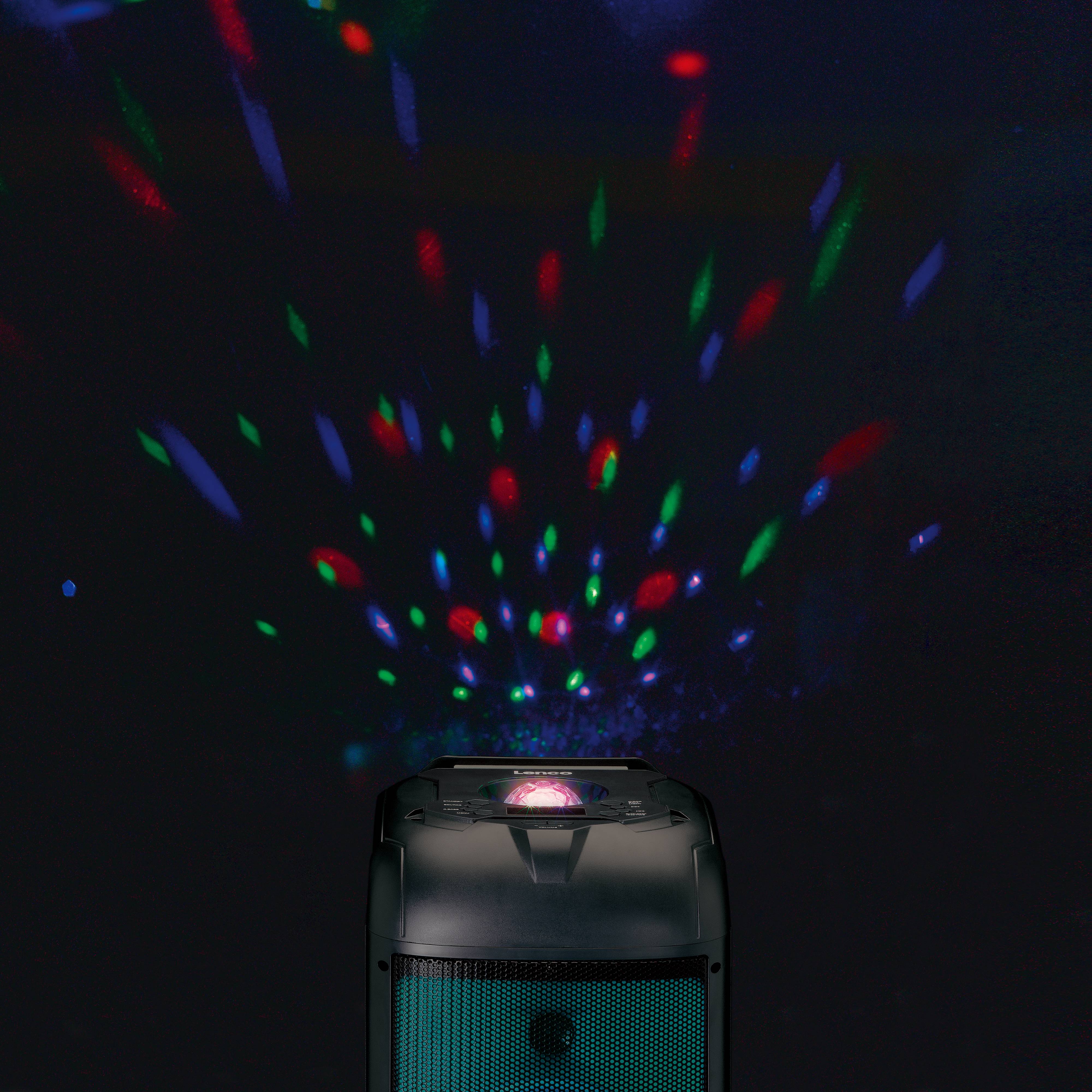 Lenco PA-260: Der ultimative PartylautsprecherDer Lenco PA-260 hebt Ihre Party auf das nächste Level! Ausgestattet mit einer Diskokugel und