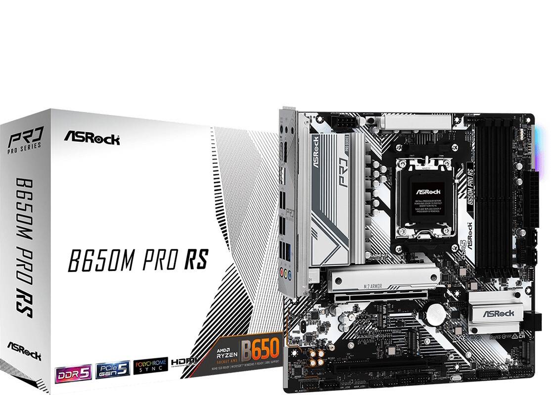 ASRock B650M PRO RS - Motherboard - micro ATX - Socket AM5 - AMD B650 Chipsatz - USB 3.2 Gen 1, USB 3.2 Gen 2, USB-C 3.2