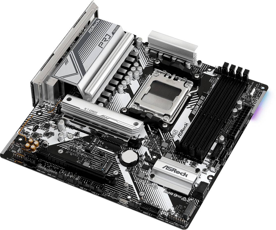 ASRock B650M PRO RS - Motherboard - micro ATX - Socket AM5 - AMD B650 Chipsatz - USB 3.2 Gen 1, USB 3.2 Gen 2, USB-C 3.2