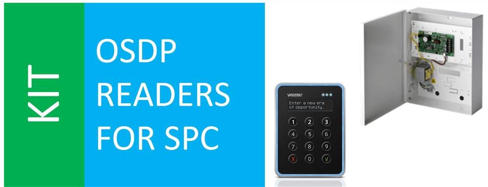 Werbegrafik für „KIT OSDP READERS FOR SPC