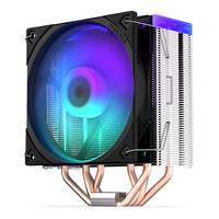 RGB-beleuchteter CPU-Kühler mit großem Lüfter, Aluminium-Kühlkörper und Kupfer-Heatpipes für Desktop-Prozessoren.