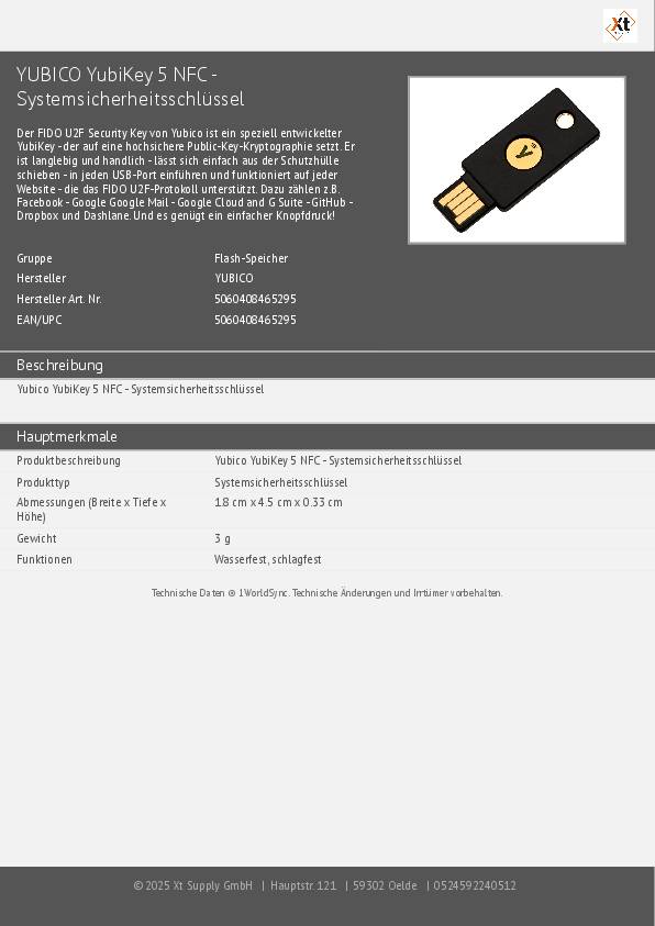 YUBICO YubiKey 5 NFC - Systemsicherheitsschlüssel - Der FIDO U2F Security Key vo