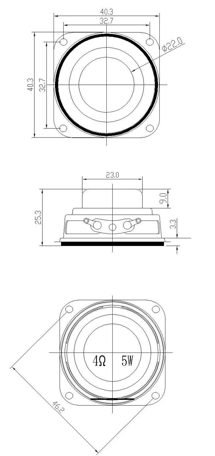 40mm 1.5" Internal Magnetic 4Ohm 5W Bass Multimedia Speaker