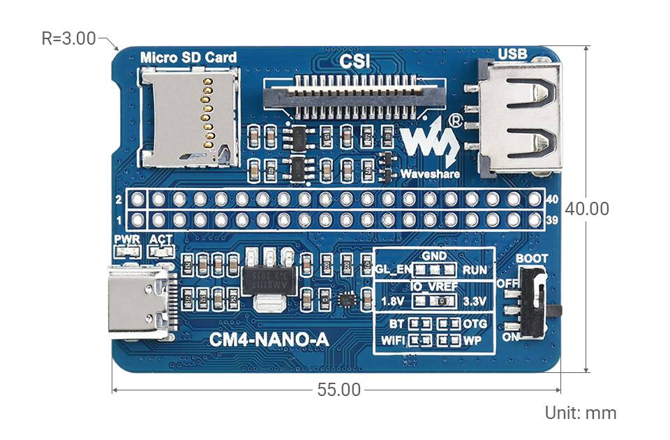 WaveShare Nano Base Board (A) for Raspberry Pi Compute Module 4 21634