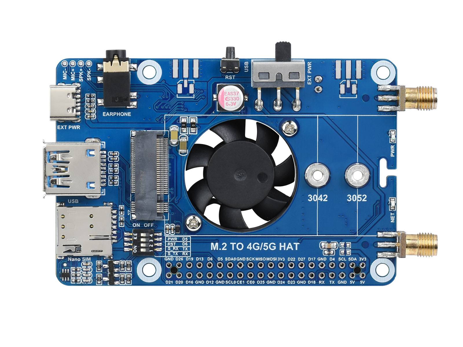 WaveShare SIM7600G-H M.2 4G HAT for Raspberry Pi LTE CAT4 High Speed GNSS