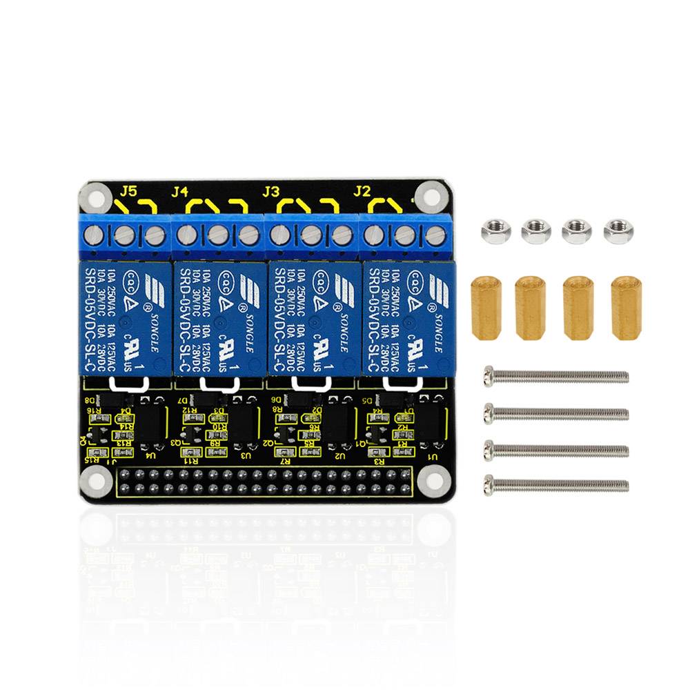 Keyestudio 4CH Relay Shield Compatible with Raspberry Pi 5V Input TTL