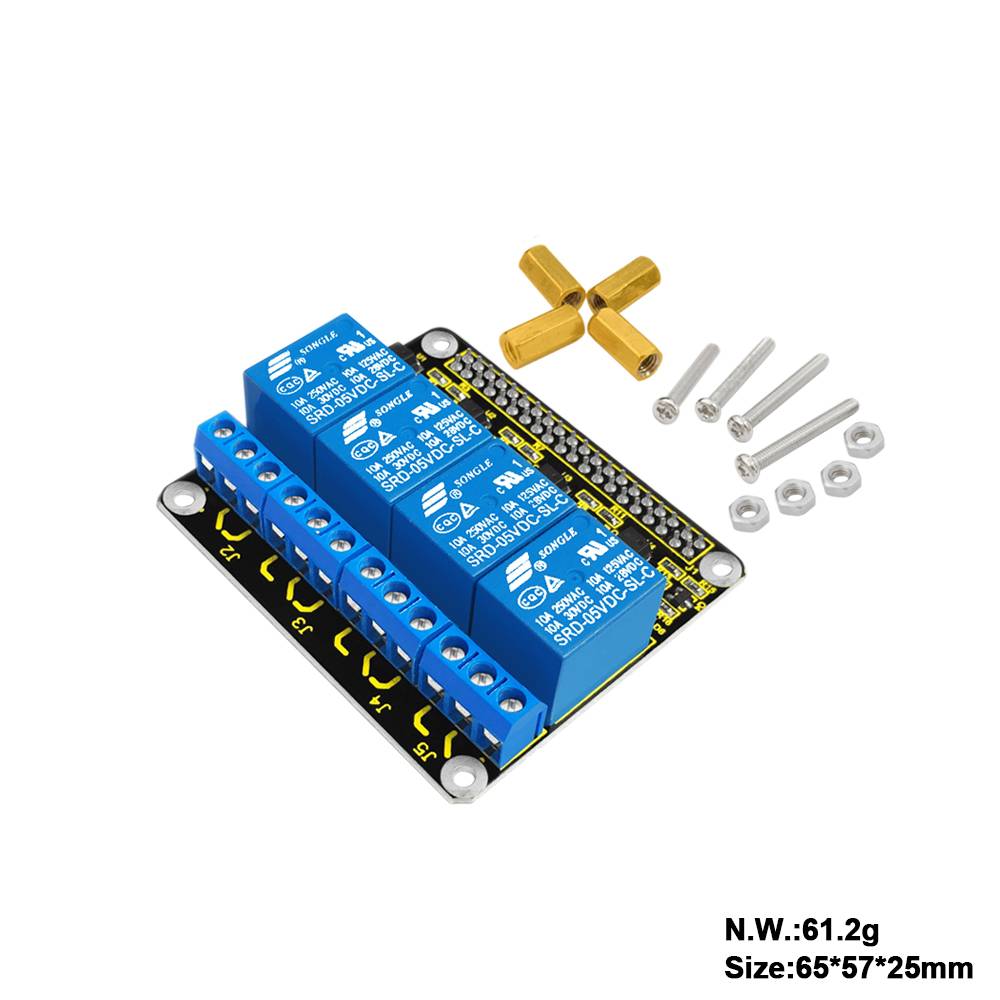 Keyestudio 4CH Relay Shield Compatible with Raspberry Pi 5V Input TTL