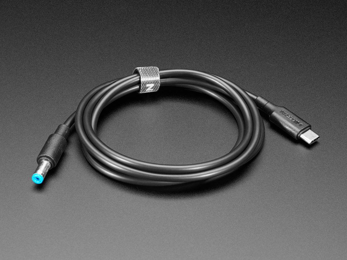 Adafruit USB Type C 3.1 PD to 5.5mm Barrel Jack Cable - 20V 5A Output 5452