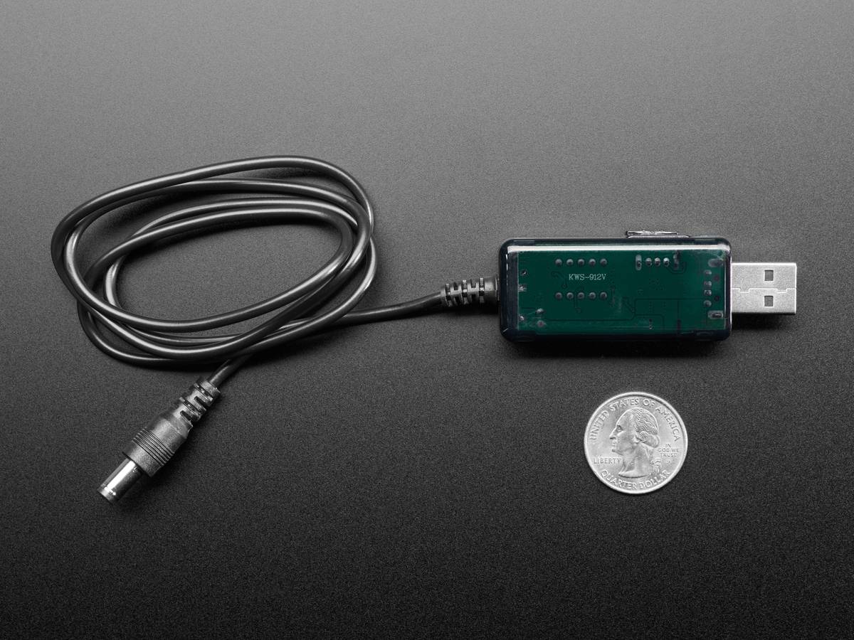 Adafruit USB to 5.5mm/2.1mm DC Booster Cable - 9V or 12V Output 5457