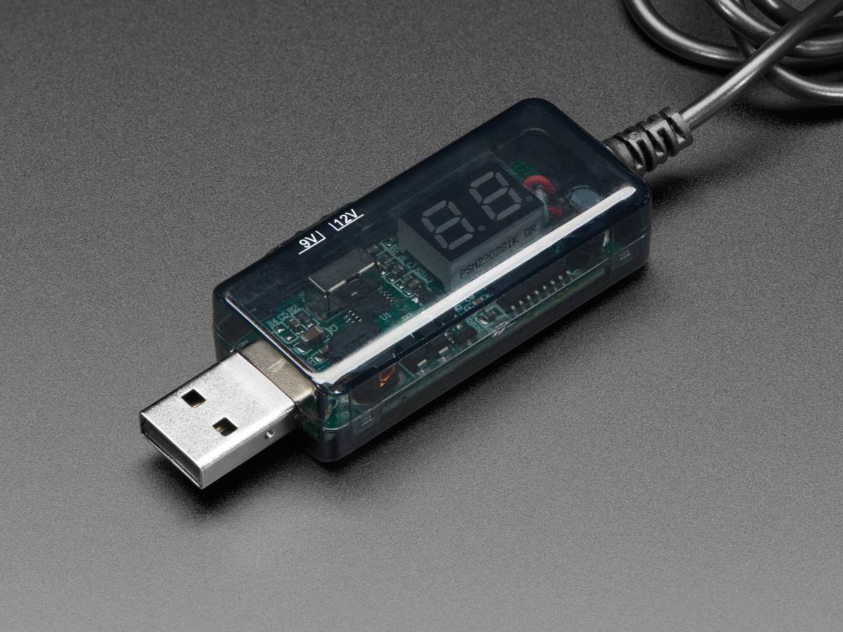 Adafruit USB to 5.5mm/2.1mm DC Booster Cable - 9V or 12V Output 5457