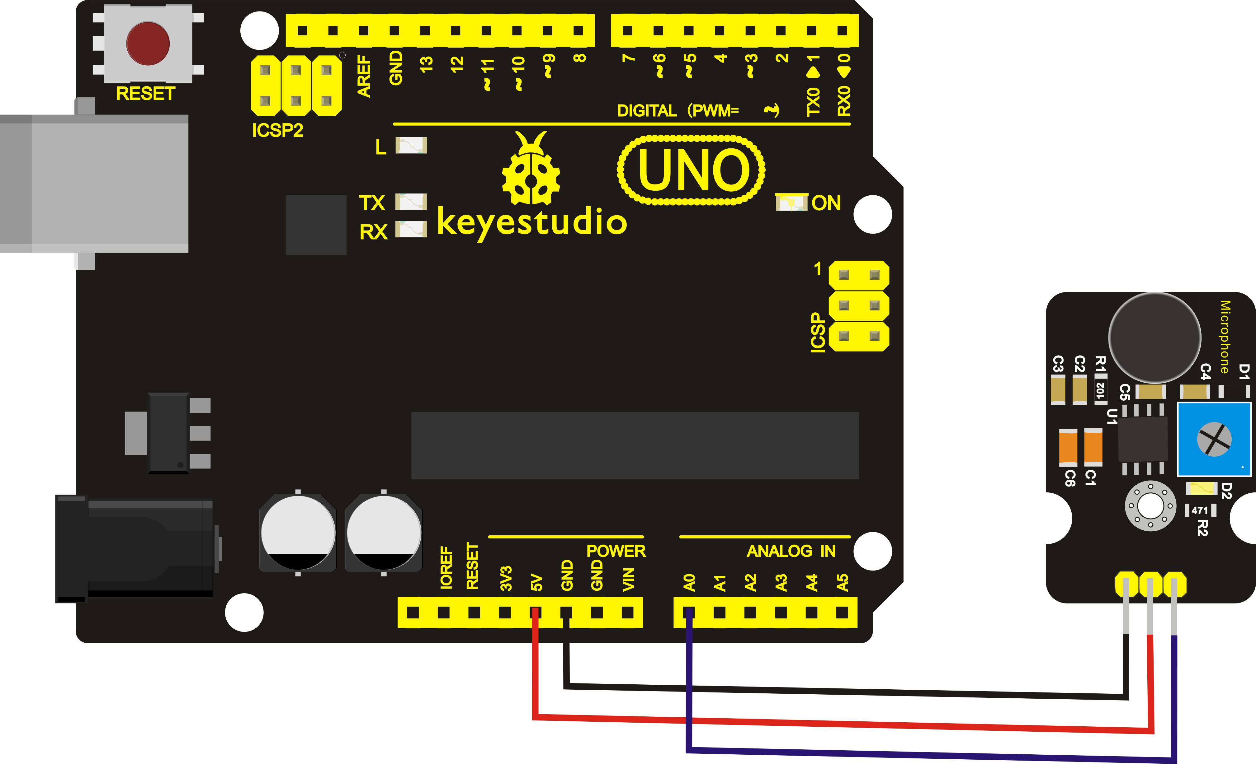 Keyestudio Analog Sound Noise Microphone Sensor Detection Module for Arduino