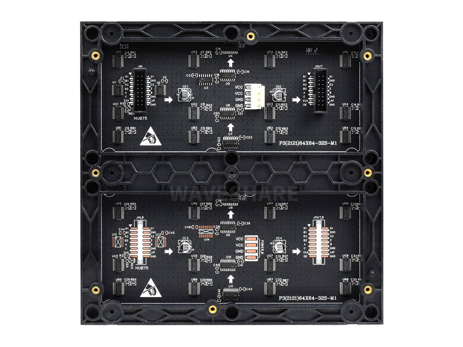 WaveShare RGB Full-Color LED Matrix Panel 64x64 Pixels 3mm Pitch Adjustable Brightness