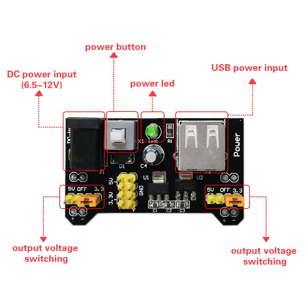 Keyestudio DIY Kit for Arduino with Power Module Breadboard 65x Jumper Wires