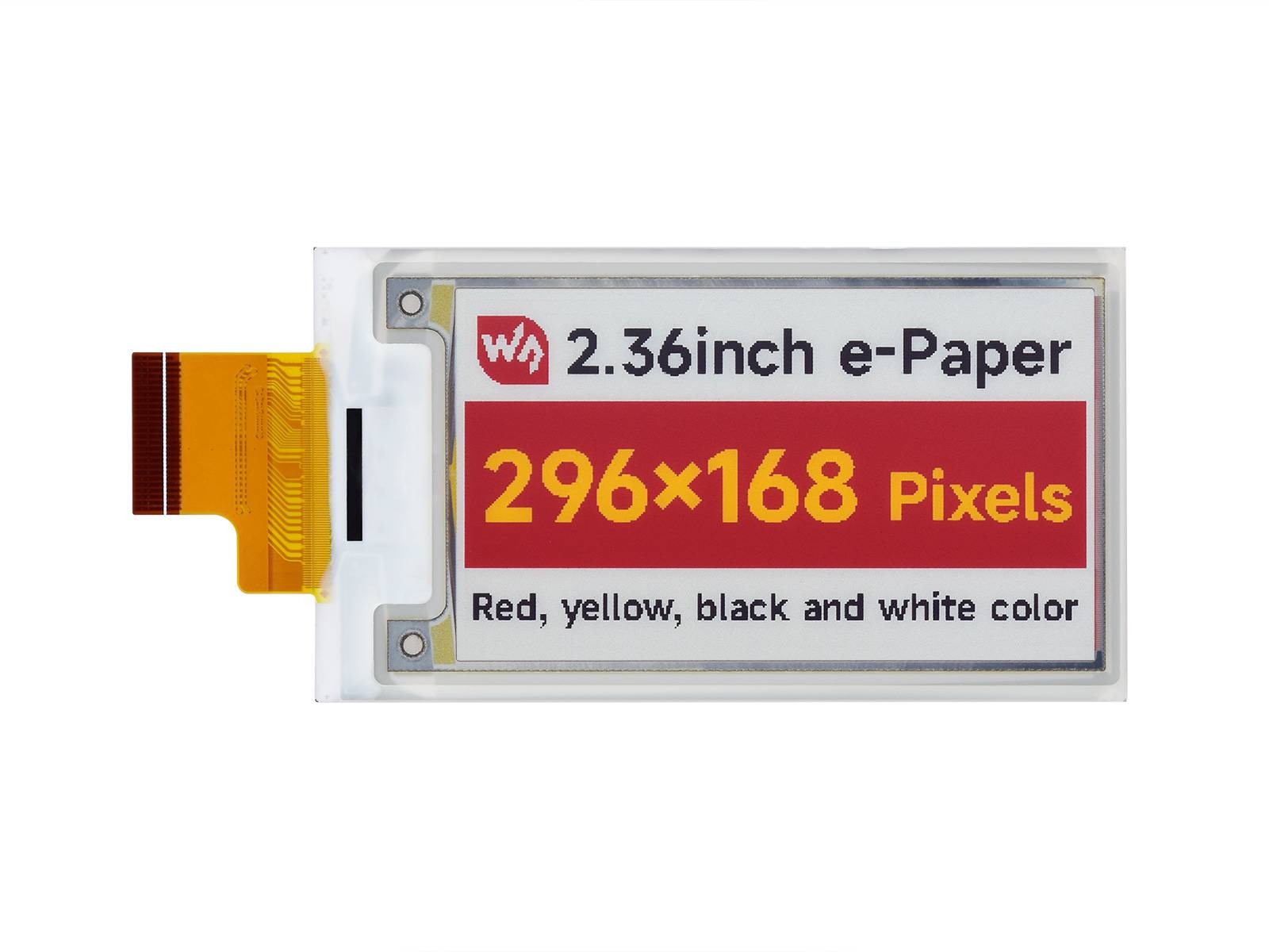 WaveShare 2.36inch E-Paper (G) Raw Display 296x168 Red/Yellow/Black/White 22752