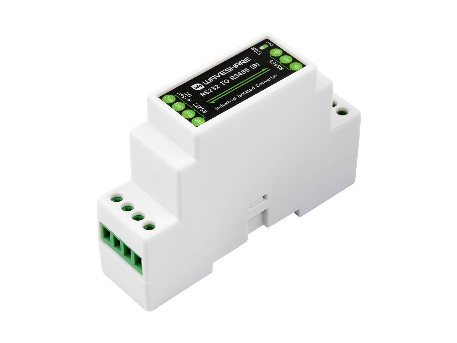 WaveShare RS232 To RS485 Converter (B) Active Digital Isolator Rail-Mount