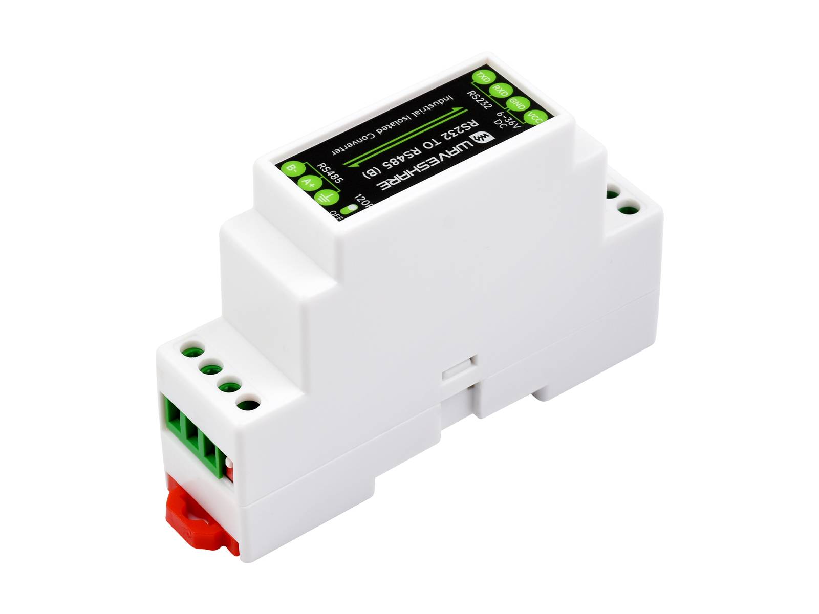 WaveShare RS232 To RS485 Converter (B) Active Digital Isolator Rail-Mount