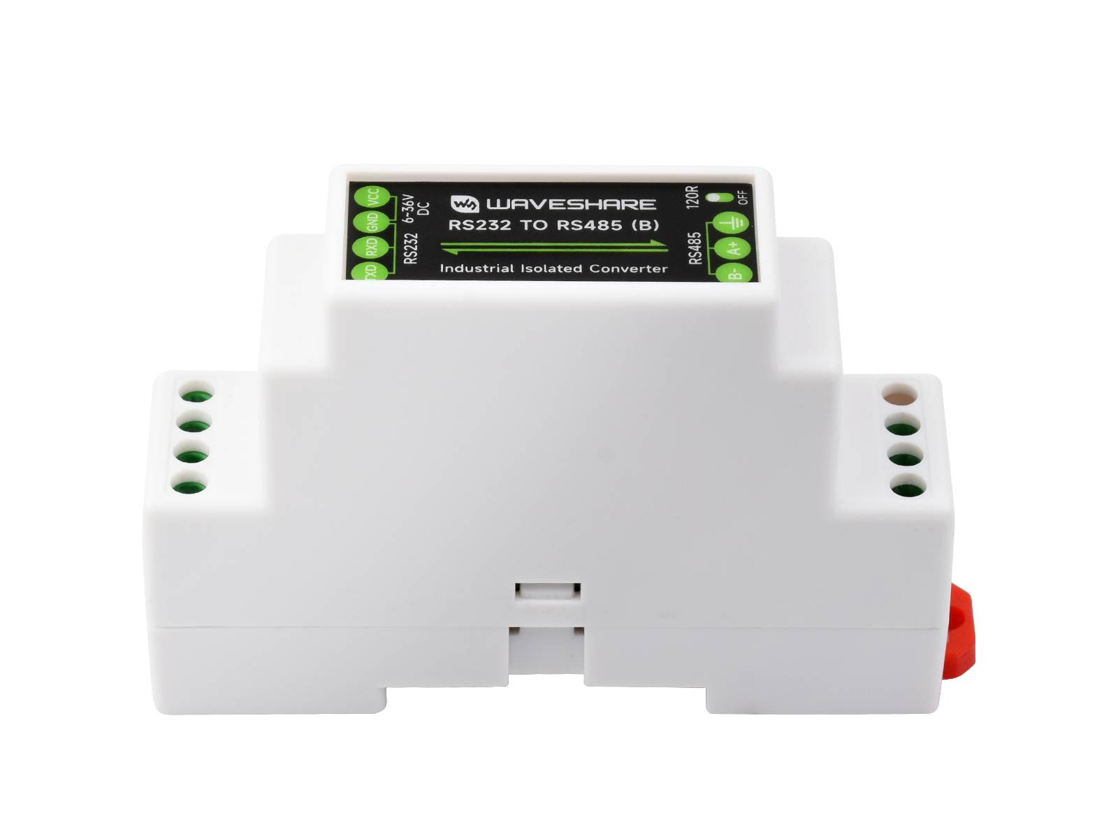 WaveShare RS232 To RS485 Converter (B) Active Digital Isolator Rail-Mount