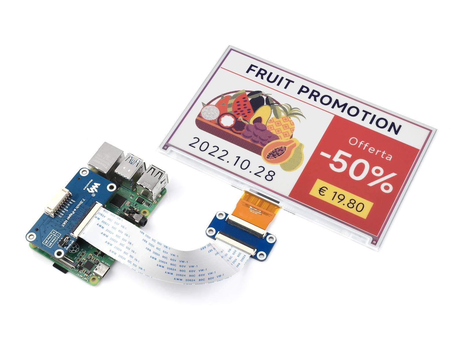 WaveShare 7.3inch ACeP 7-Color E-Paper E-Ink Display Module 800x480 SPI