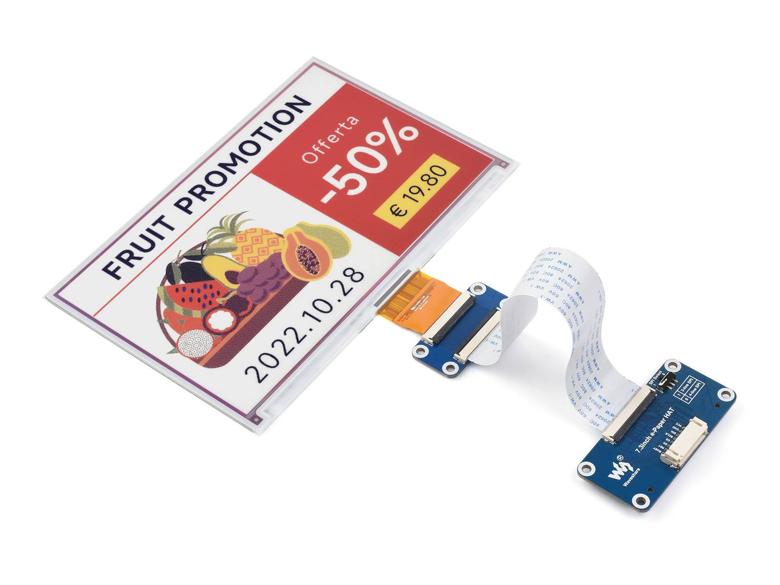 WaveShare 7.3inch ACeP 7-Color E-Paper E-Ink Display Module 800x480 SPI