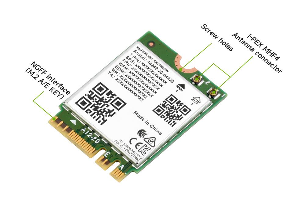 WaveShare Wireless AX210 NIC Gigabit Tri-Band Wi-Fi 6E 802.11AX Bluetooth 5.2