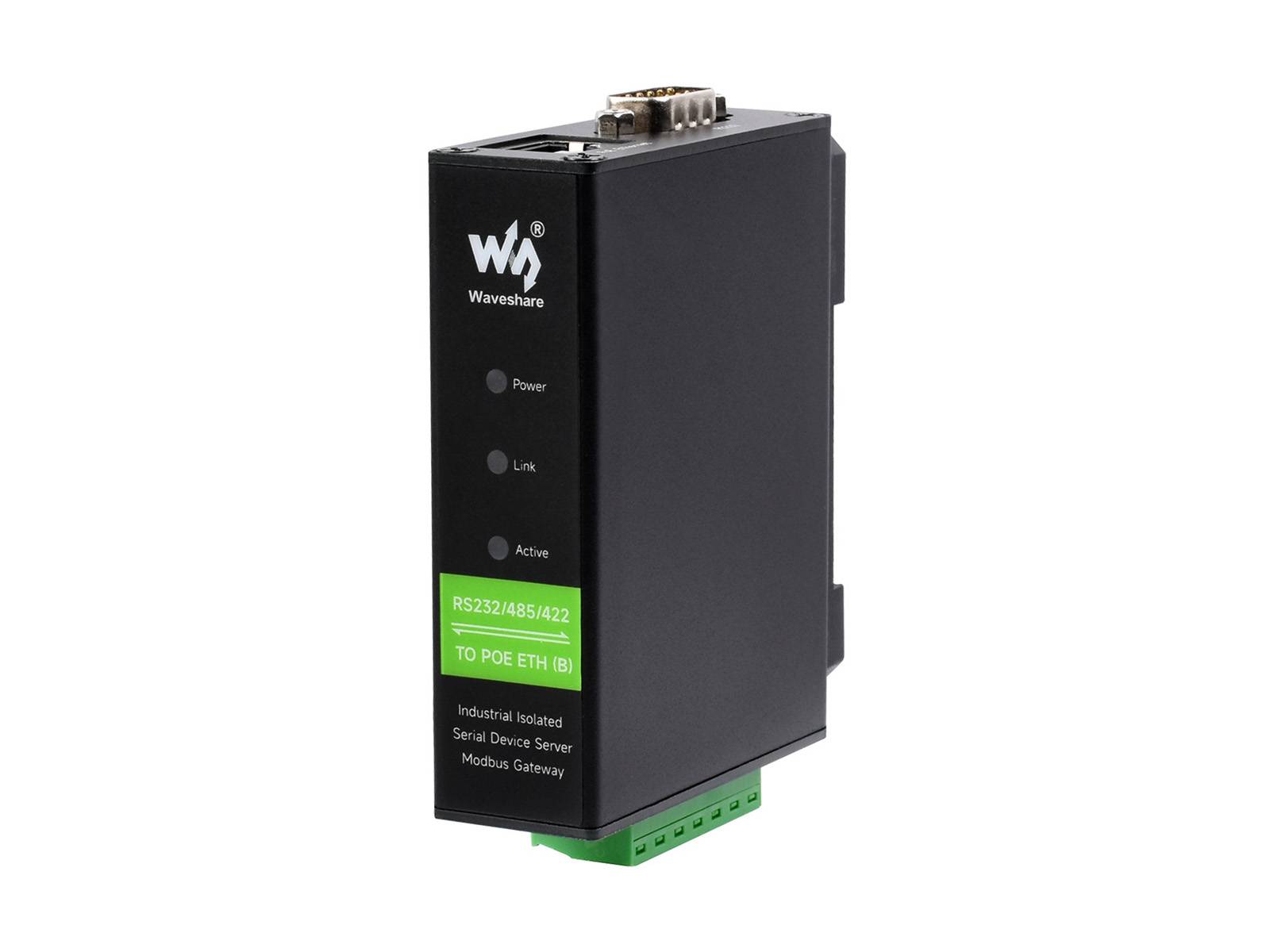 WaveShare Rail-Mount Serial Server RS232/485/422 to RJ45 Ethernet Module POE